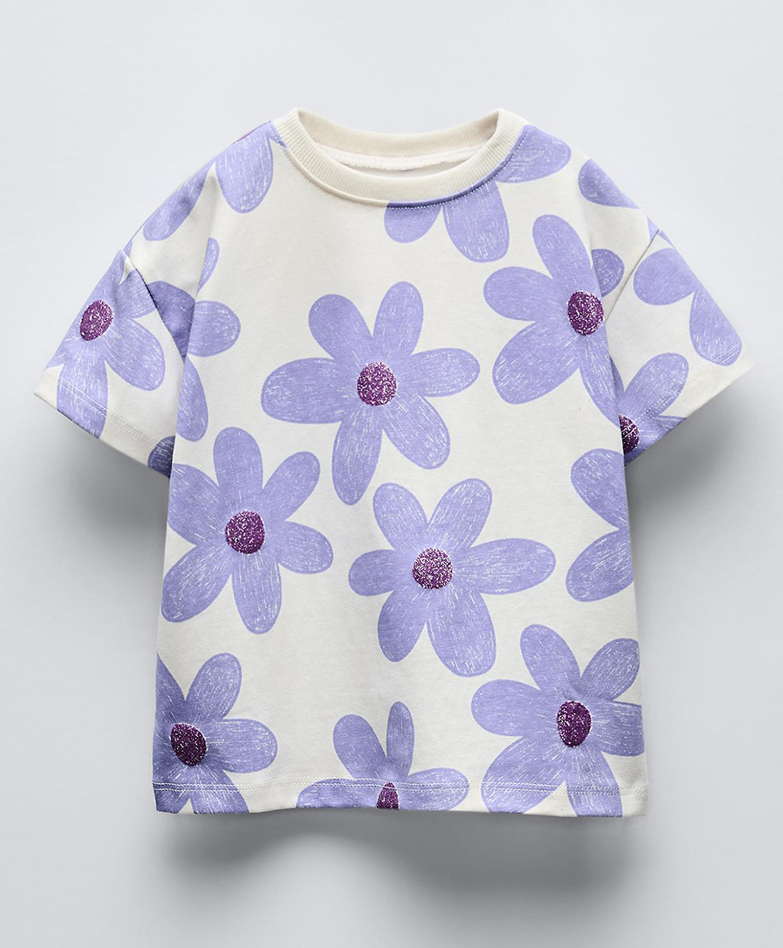 Googo Gaaga Cotton Knit Half Sleeves Floral Printed Tee - White-picture-10