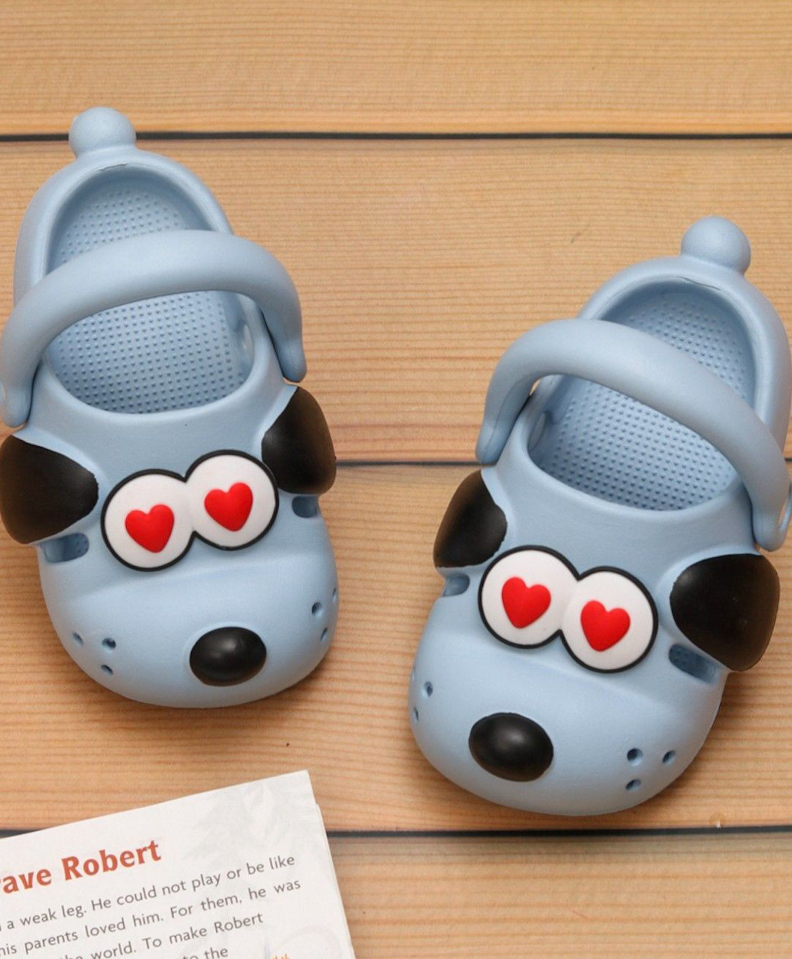 Yellow Bee Dog Face Puff Designed With Slingback Perforated Clogs - Blue-image-20