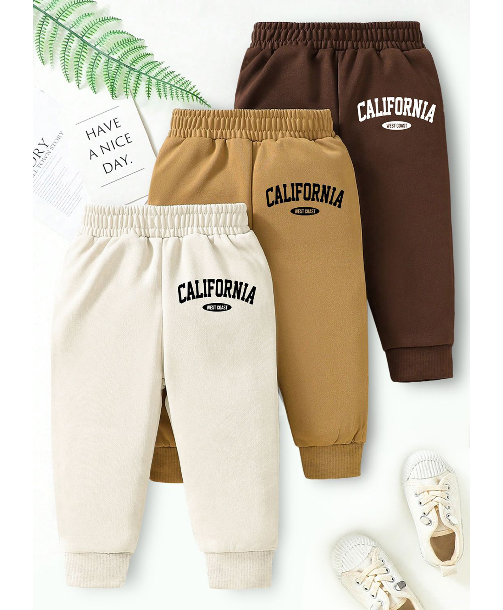 Trampoline Fleece Knit Pack Of 3 California Text Printed Pajamas - Multi Colour-image-3