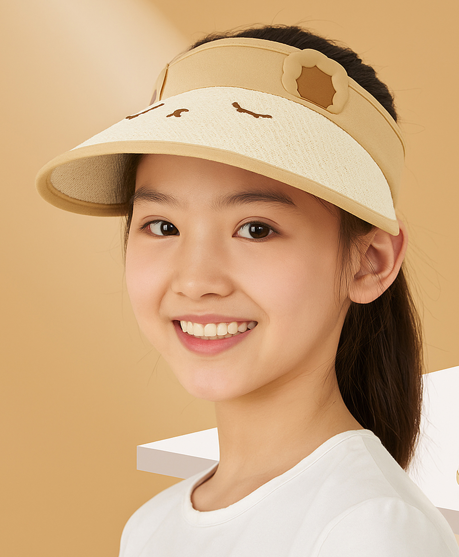 Bembika Animal Ear Applique Detailed Sun Visor - Beige - Circumfrence - 57 Cms-picture-17