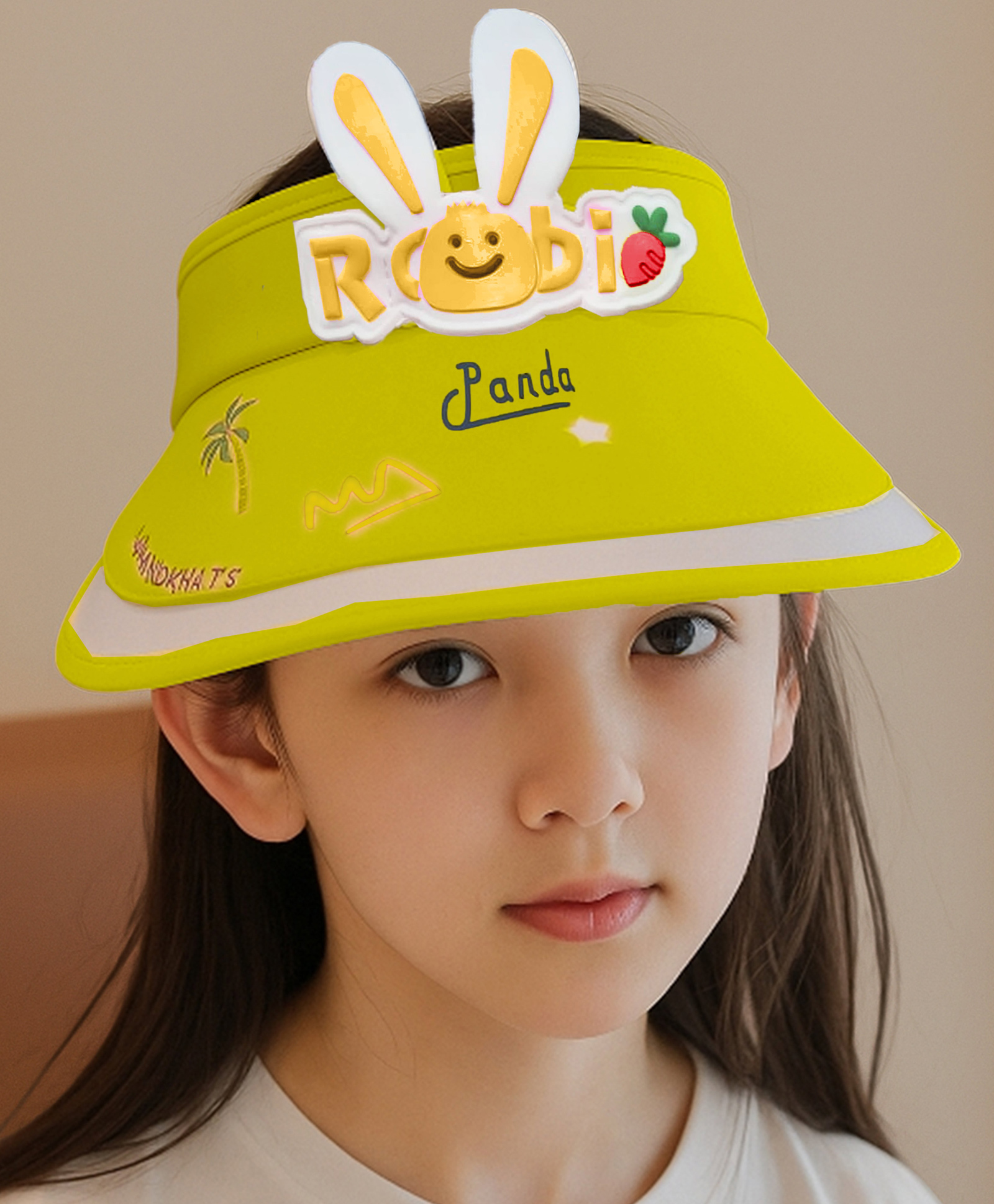 Bembika Bunny Designed & Ear Applique Detailed Sun Visor - Yellow - Circumference - 47 Cm-picture-10