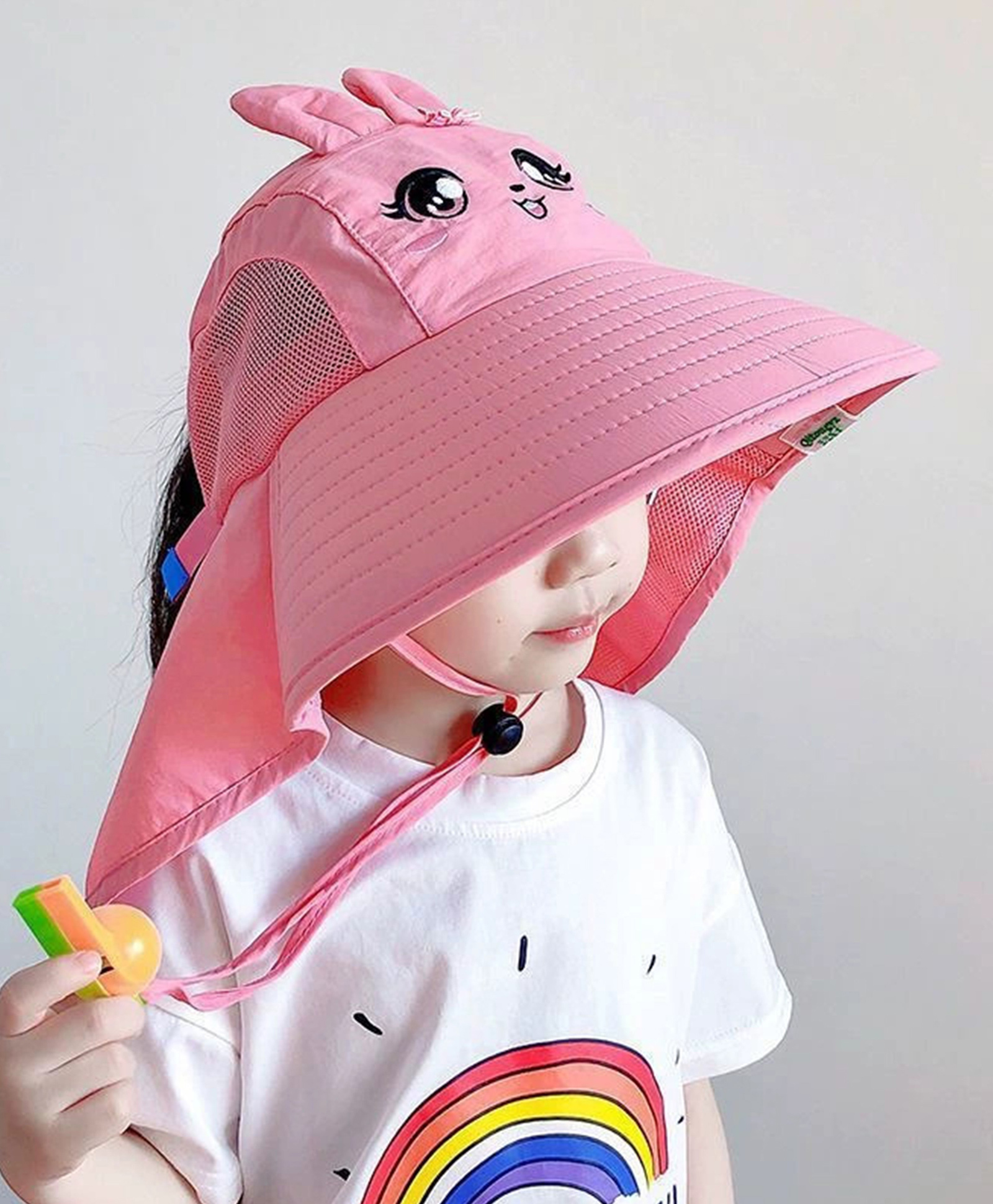 Bembika Cartoon Designed & Ear Applique Detailed Sun Hat - Pink - Circumference 58 Cm-picture-11