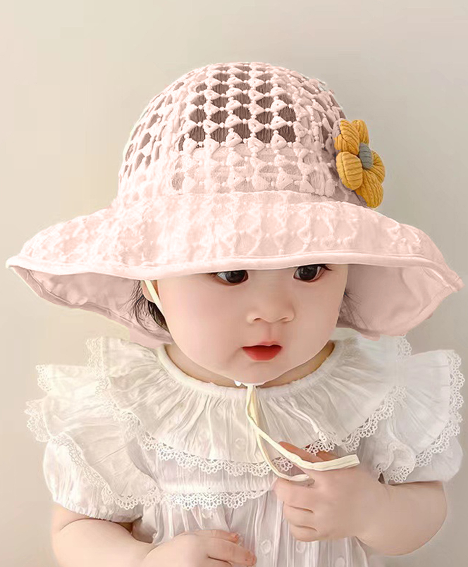 Bembika 3D Floral Applique Detailed Sun Hat - Pink - Circumference 54 Cm-picture-14