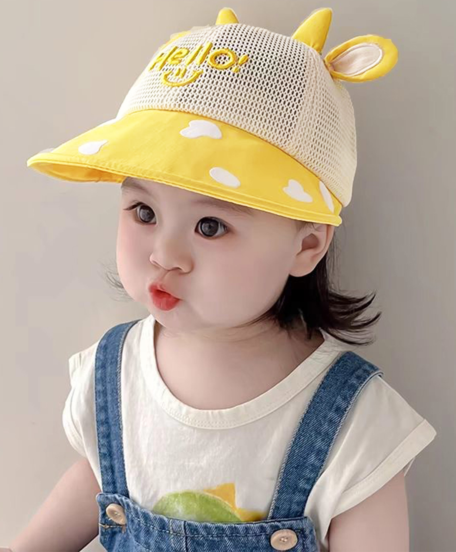 Bembika Mesh Hello Text Designed Baseball Cap - Yellow - Circumference 52 Cm-picture-10