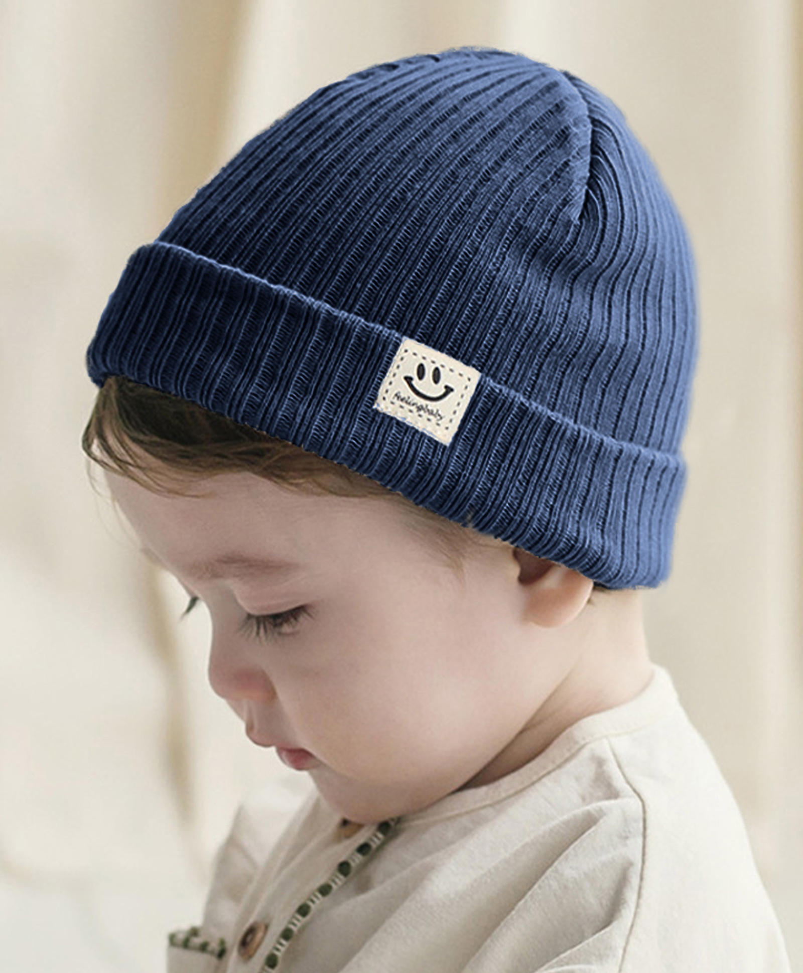 Bembika Smiley Designed Winter Cap - Blue - Diameter - 16 Cm-image-4