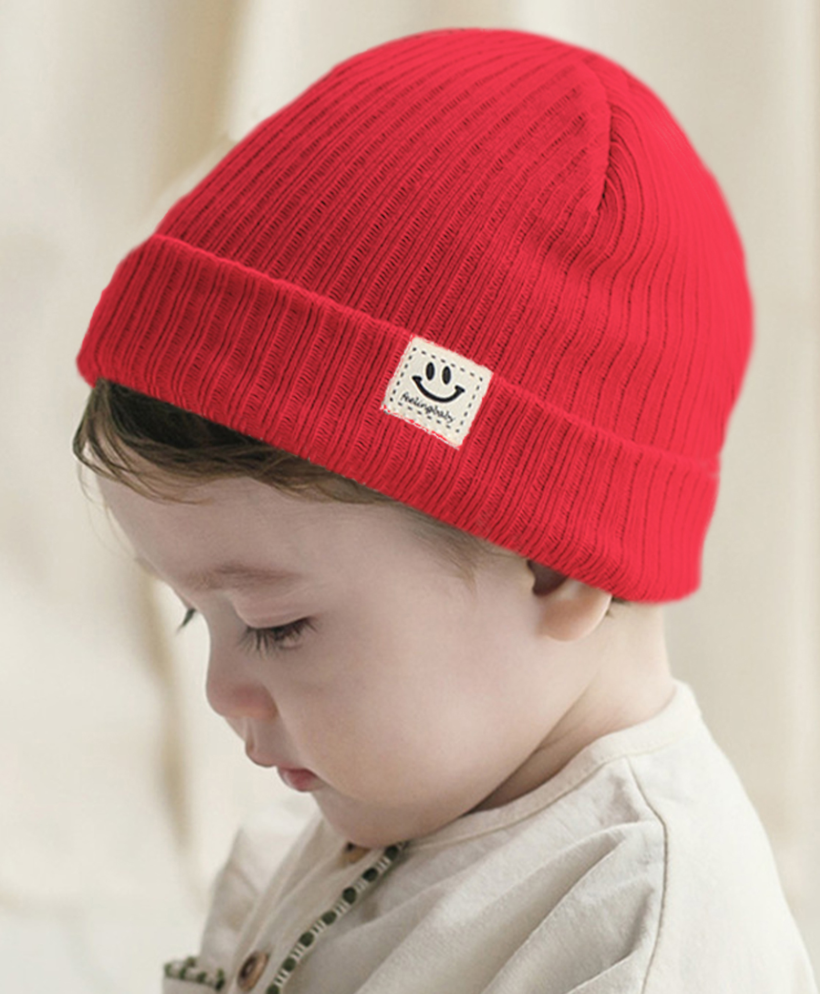 Bembika Smiley Designed Winter Cap - Red - Diameter - 16 Cm-image-46