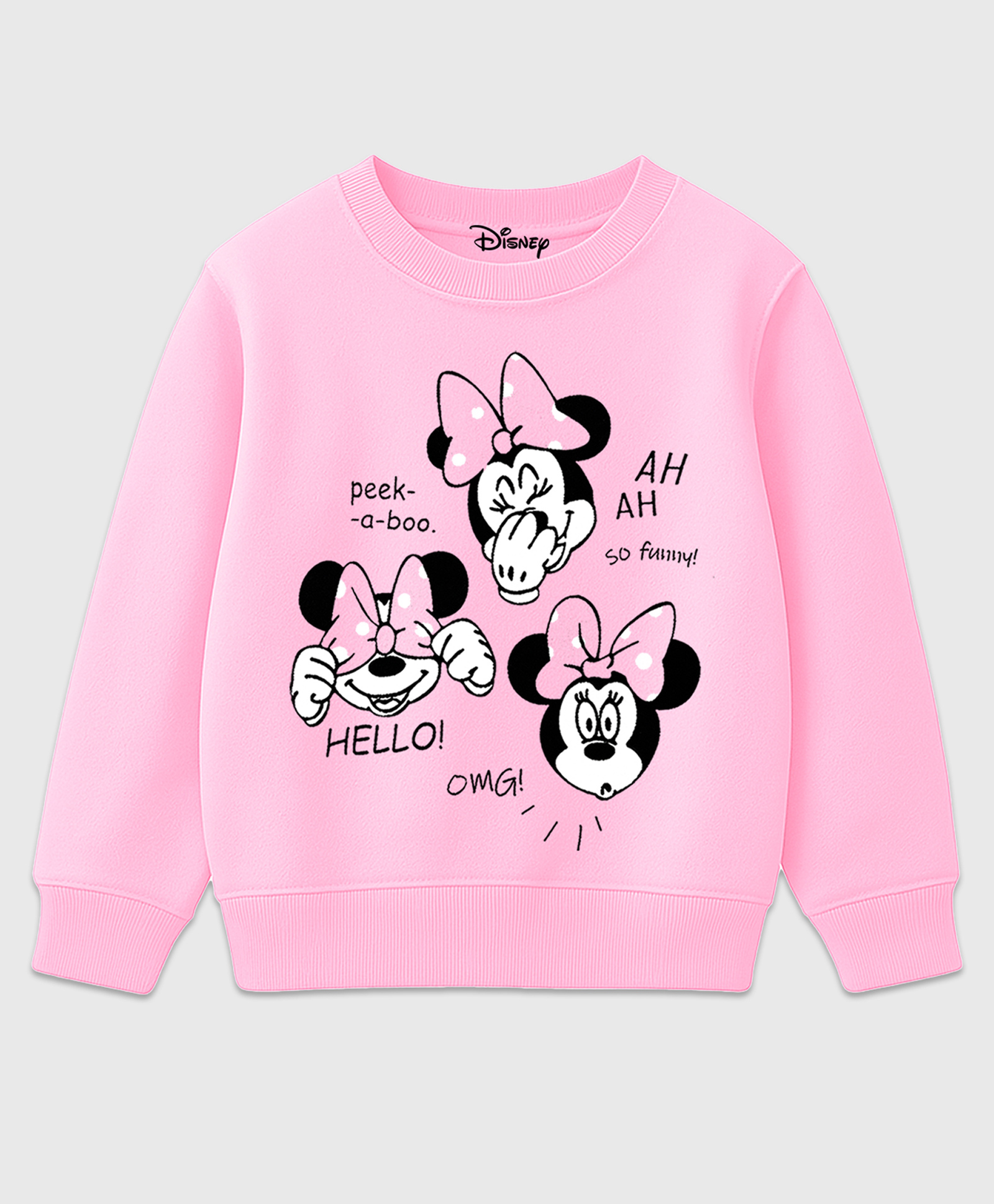 KUCHIPOO Knit Mickey & Friends Featuring Minnie Mouse Printed Light Winter Sweatshirt - Light Pink-picture-25