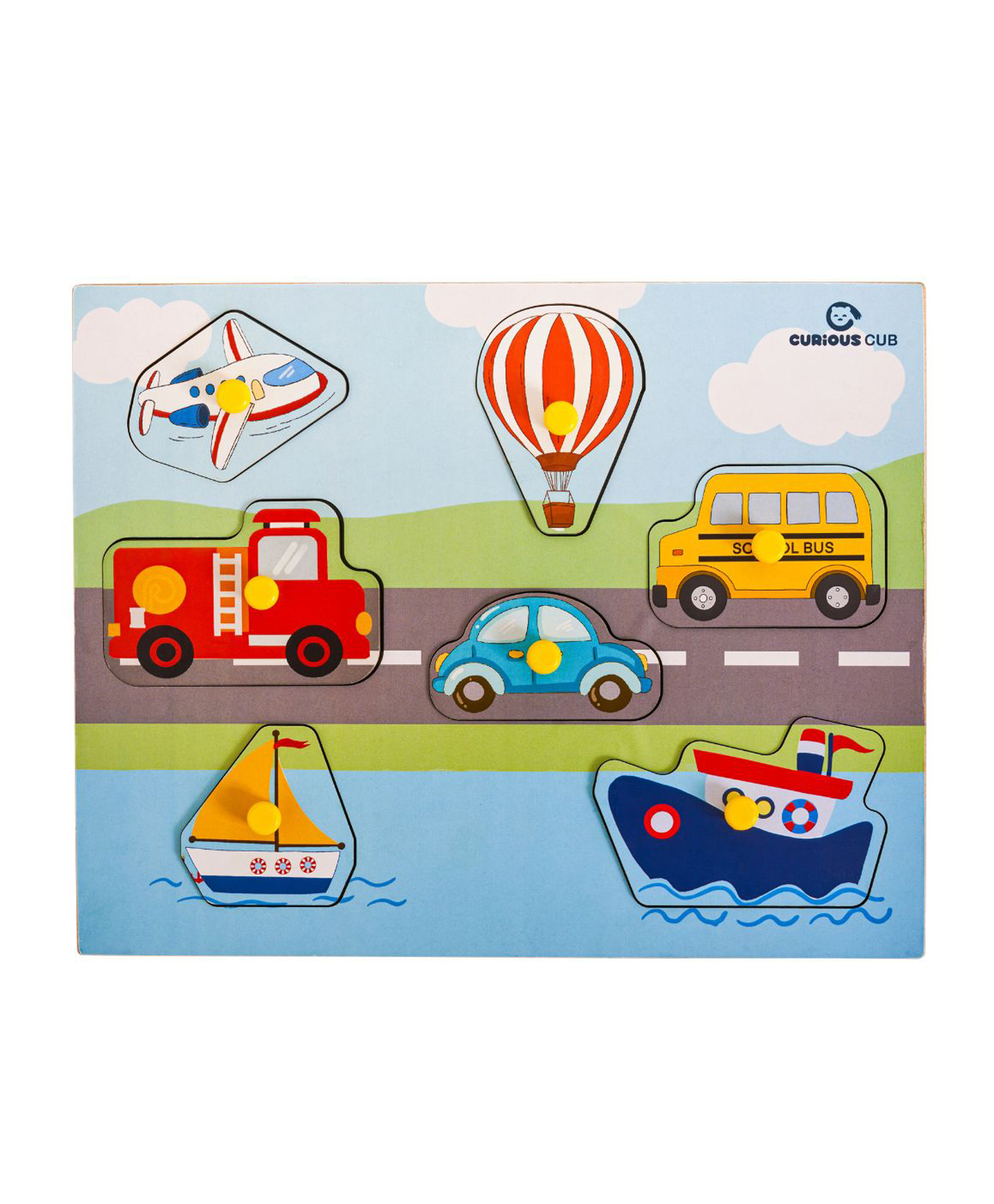 Curious Cub Wooden Vehicle Pegged Puzzle Game-image-17
