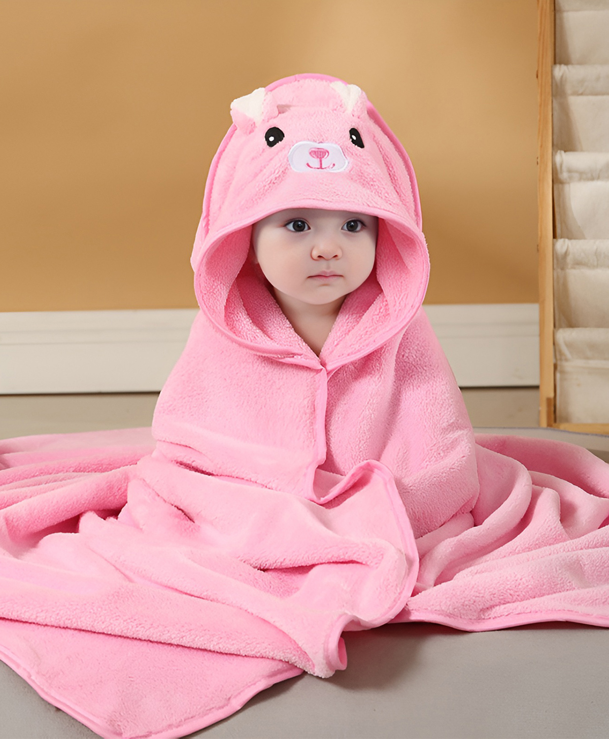 SYGA Baby Blanket Ultra Soft Open Eye Rabbit Hooded Design, Cozy Coral Fleece Blanket for Newborn Infant Toddler, Crib & Stroller - Pink-image-46