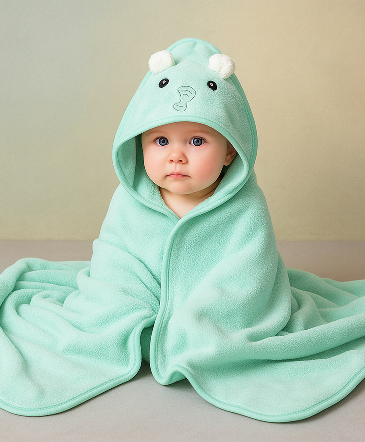 SYGA Baby Blanket Ultra Soft Open Eye Elephant Hooded Design, Cozy Coral Fleece Blanket for Newborn Infant Toddler, Crib & Stroller - Green-picture-12