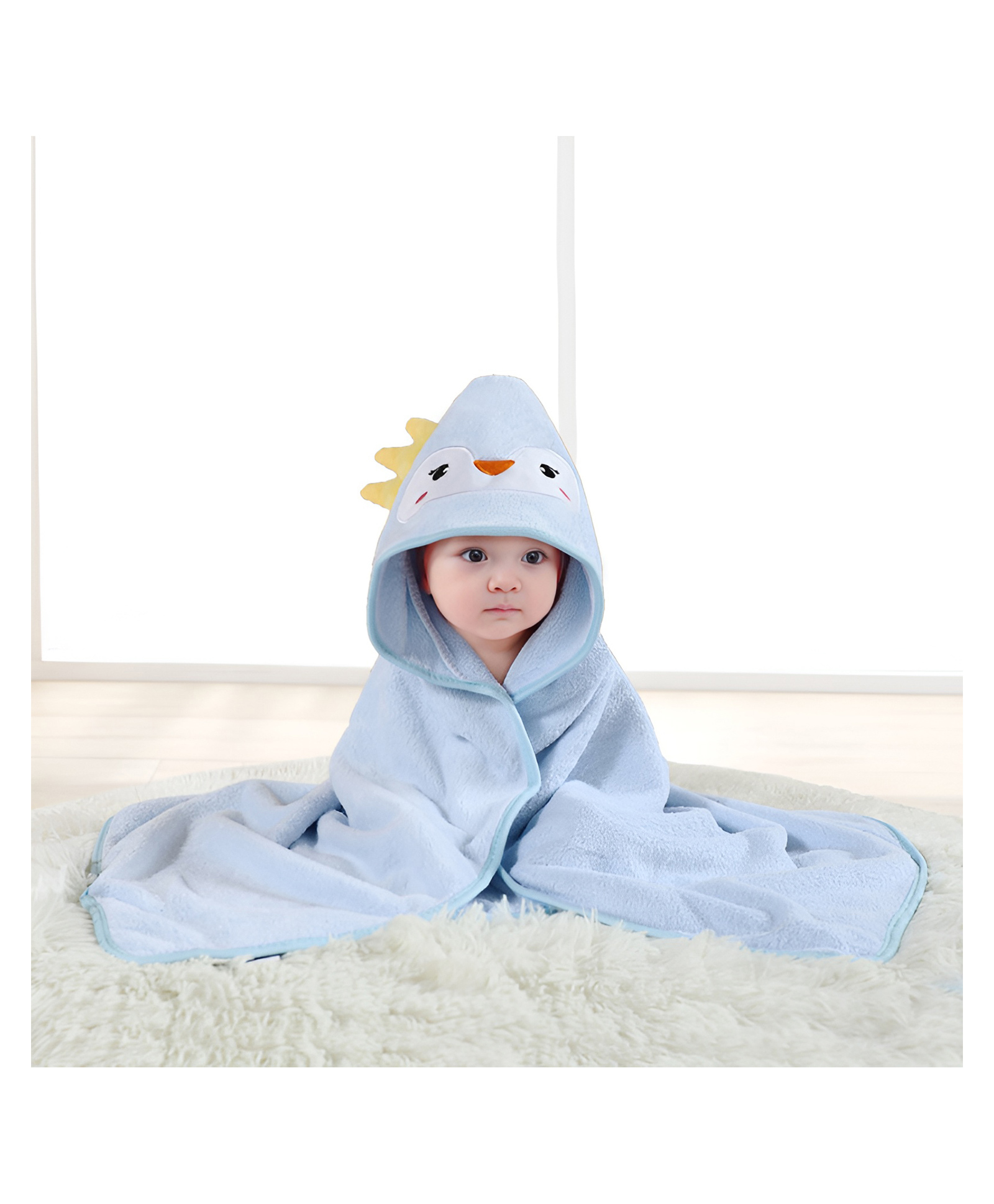 SYGA Baby Blanket Ultra Soft Penguin Hooded Design, Cozy Coral Fleece Blanket for Newborn Infant Toddler, Crib & Stroller - Blue-picture-27