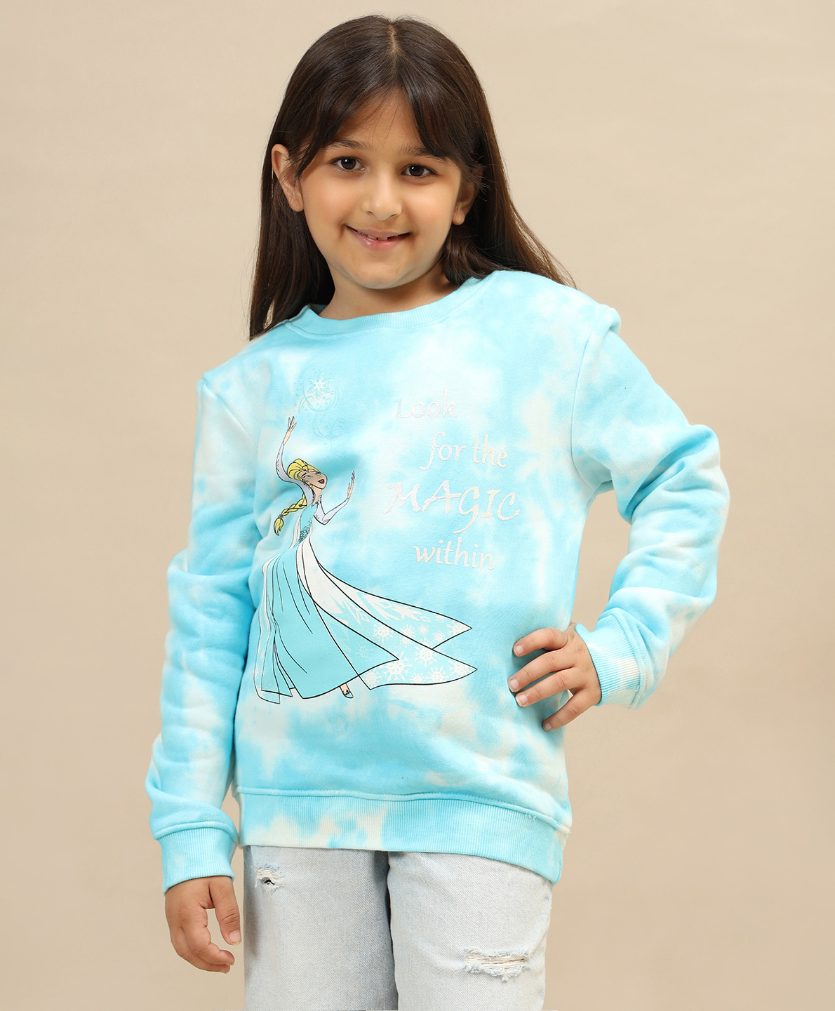 Kidsville Knit Disney Frozen Featuring Full Sleeves Elsa Printed Light Winter Sweatshirt - Blue-picture-39