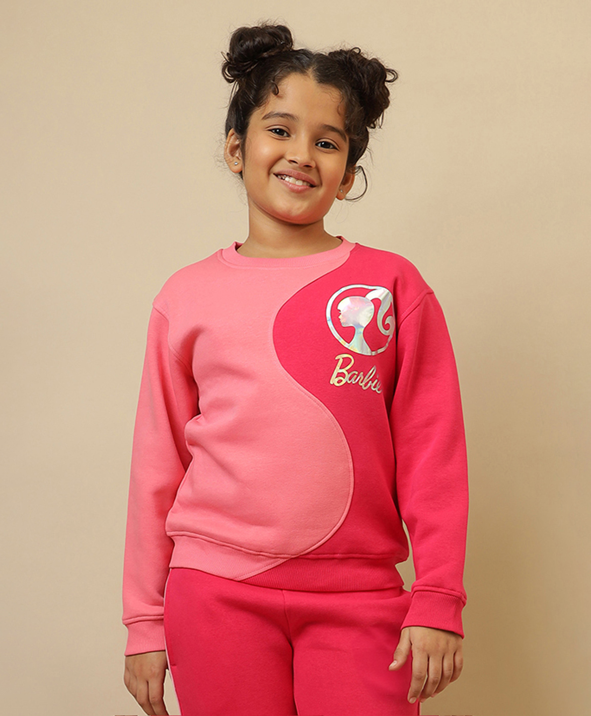 Kidsville Knit Mattel Featuring Full Sleeves Barbie Printed Light Winter Sweatshirt - Pink-picture-11