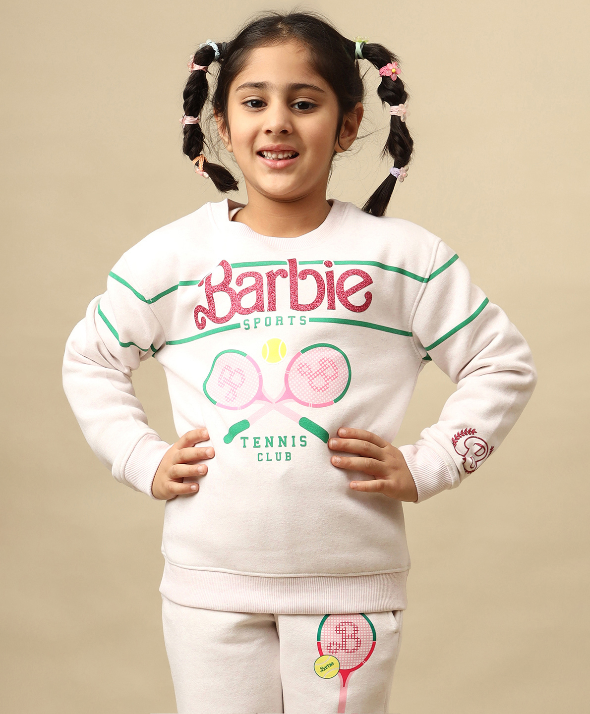 Kidsville Knit Mattel Featuring Full Sleeves Barbie Text Printed Winter Sweatshirt - Pink-picture-26