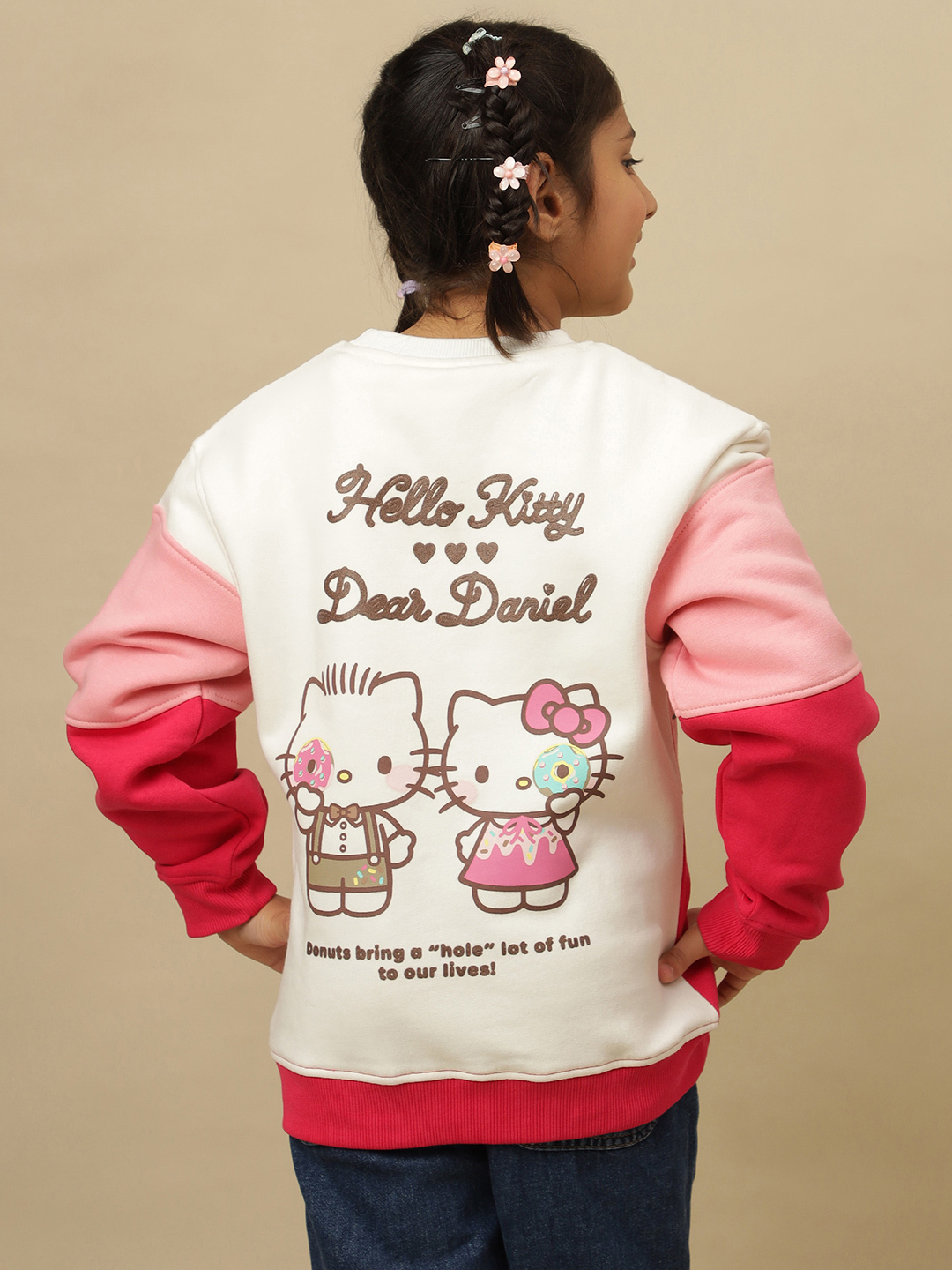Kidsville Knit Hello Kitty Featuring Full Sleeves Kitty White & Dear Daniel Character Back Printed Winter Sweatshirt - Red & Pink-image-20