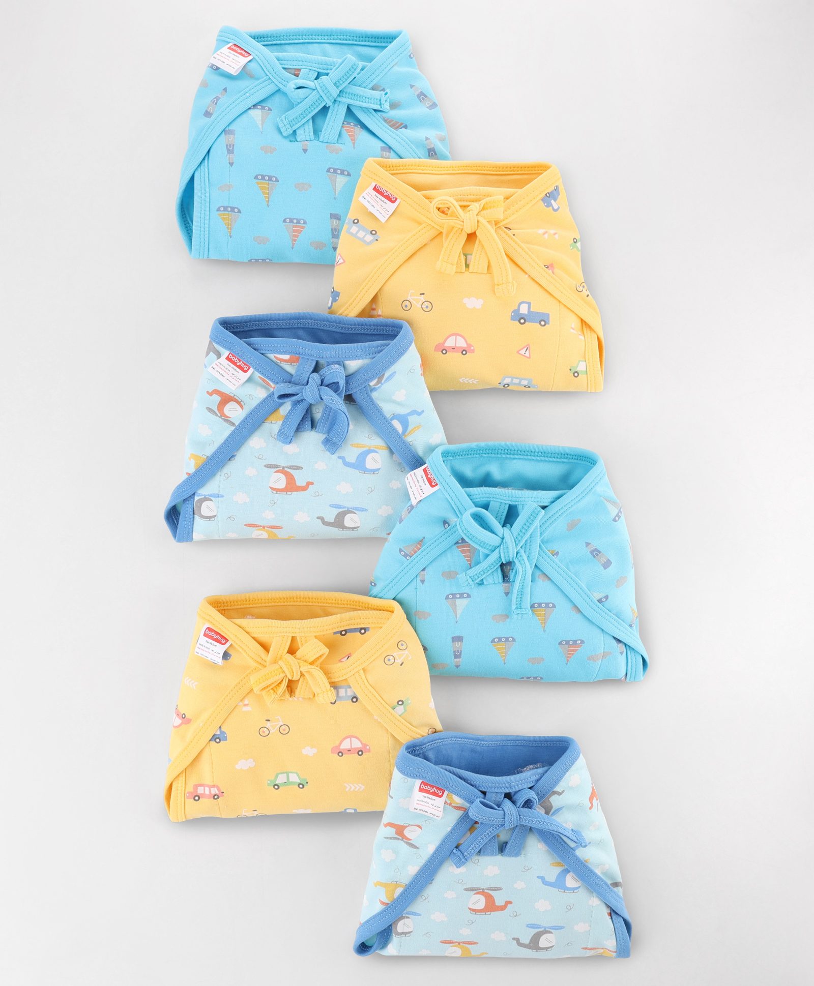 Babyhug 100% Interlock Cotton Double Layer Nappy Helicopter, Boat & Car Print Pack of 6 - Medium Size| Machine Washable| Soft & Skin Friendly| Tie Knot Style-image-26