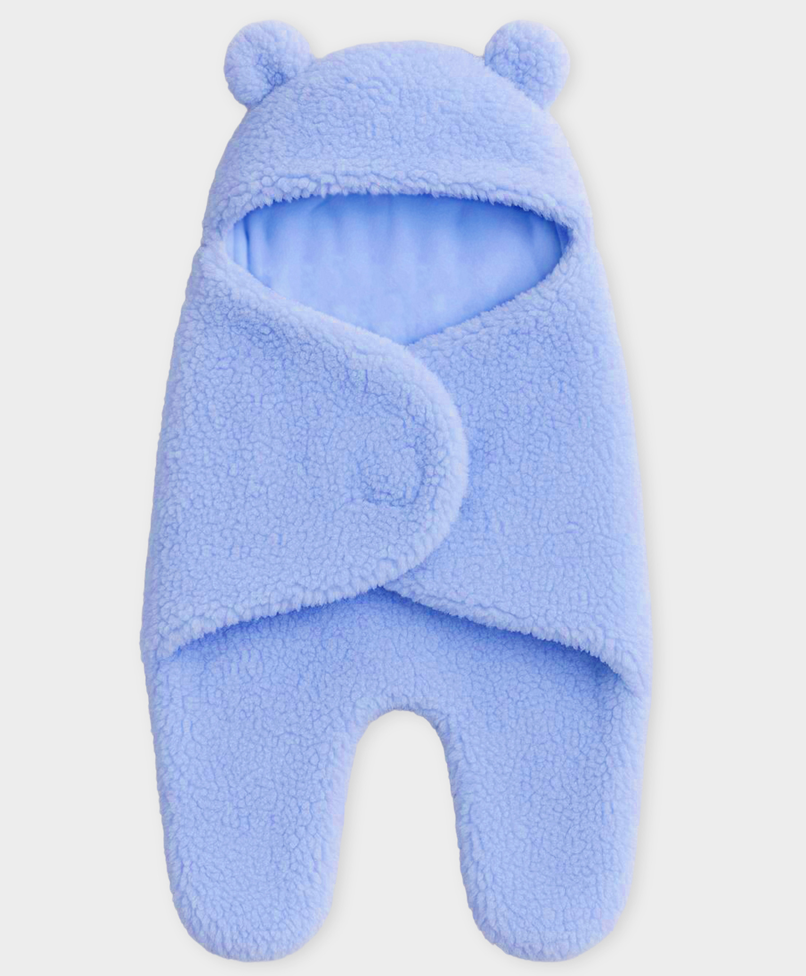 Mi Arcus Soft & Warm Solid Hooded Wrap- Sky Blue 0-3m-picture-11