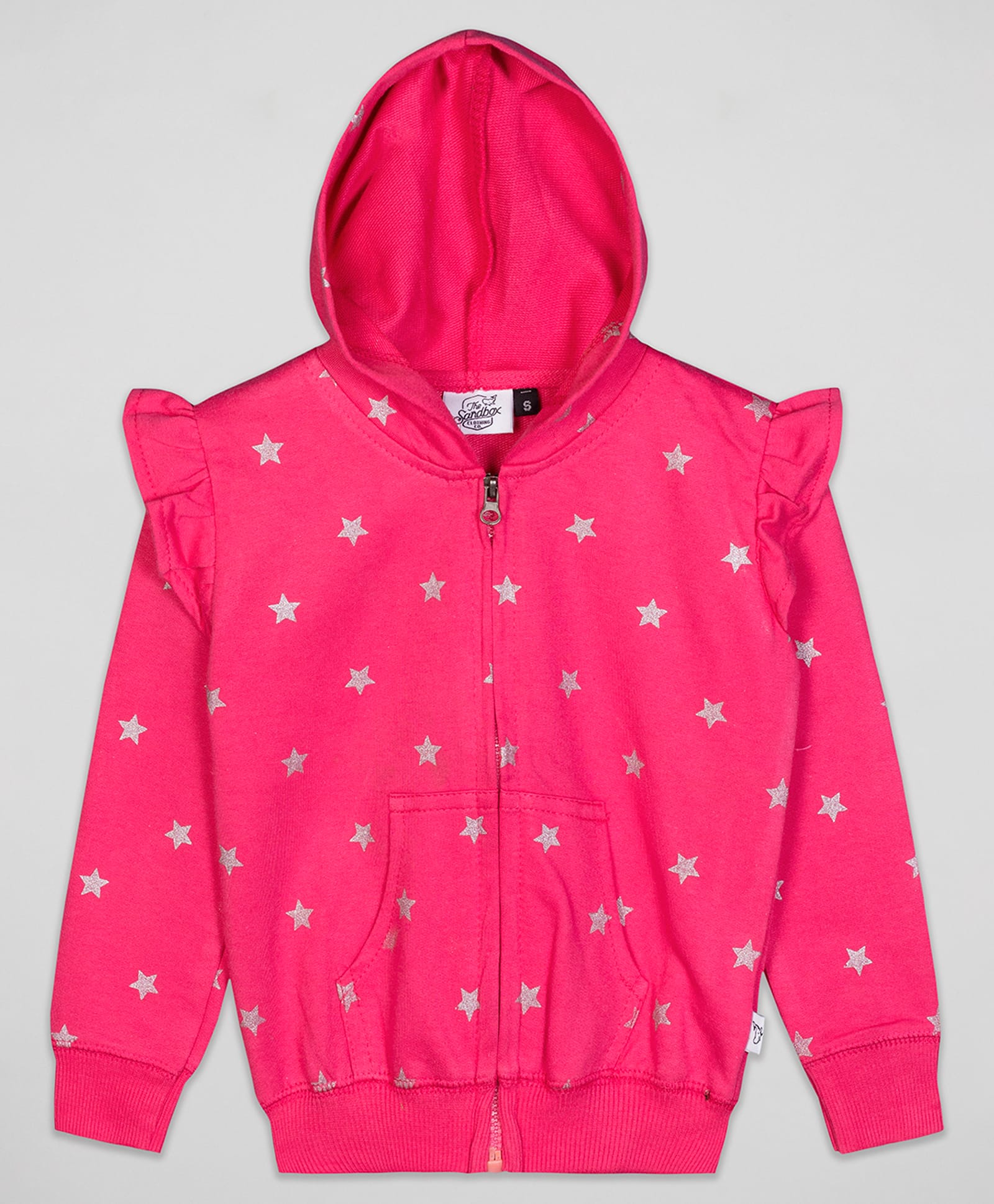 The Sandbox Clothing Co Cotton Knit Full Sleeves Stars Printed Hooded Sweatjacket - Pink-image-46
