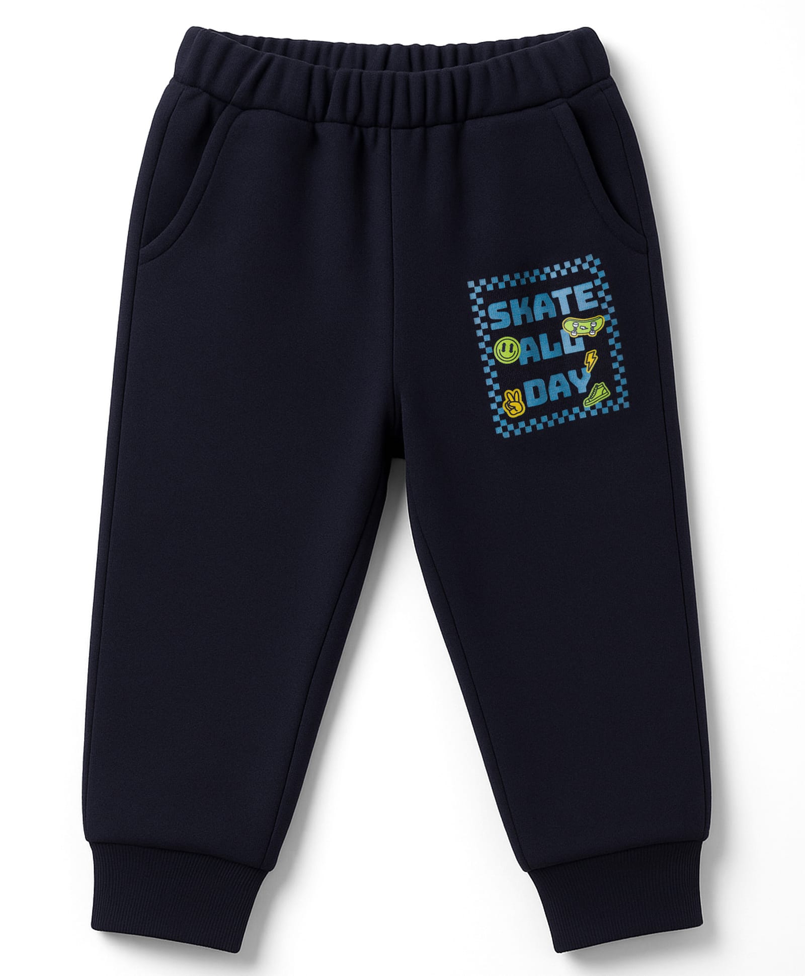 Zero Sinker Knit Full Length Lounge Pant With Skate All Day Text Print - Navy Blue-picture-27