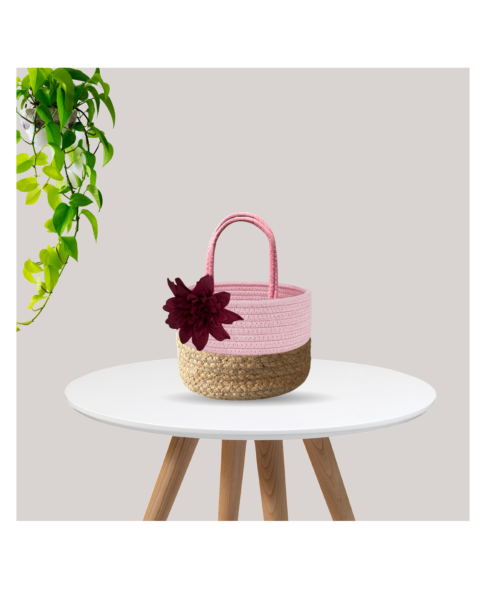 JASMEY HOMES Pink Gift Hamper Basket Jute and Cotton for Birthday Ceremony, Baby Shower Party, Christmas, Diwali Gifting-picture-18