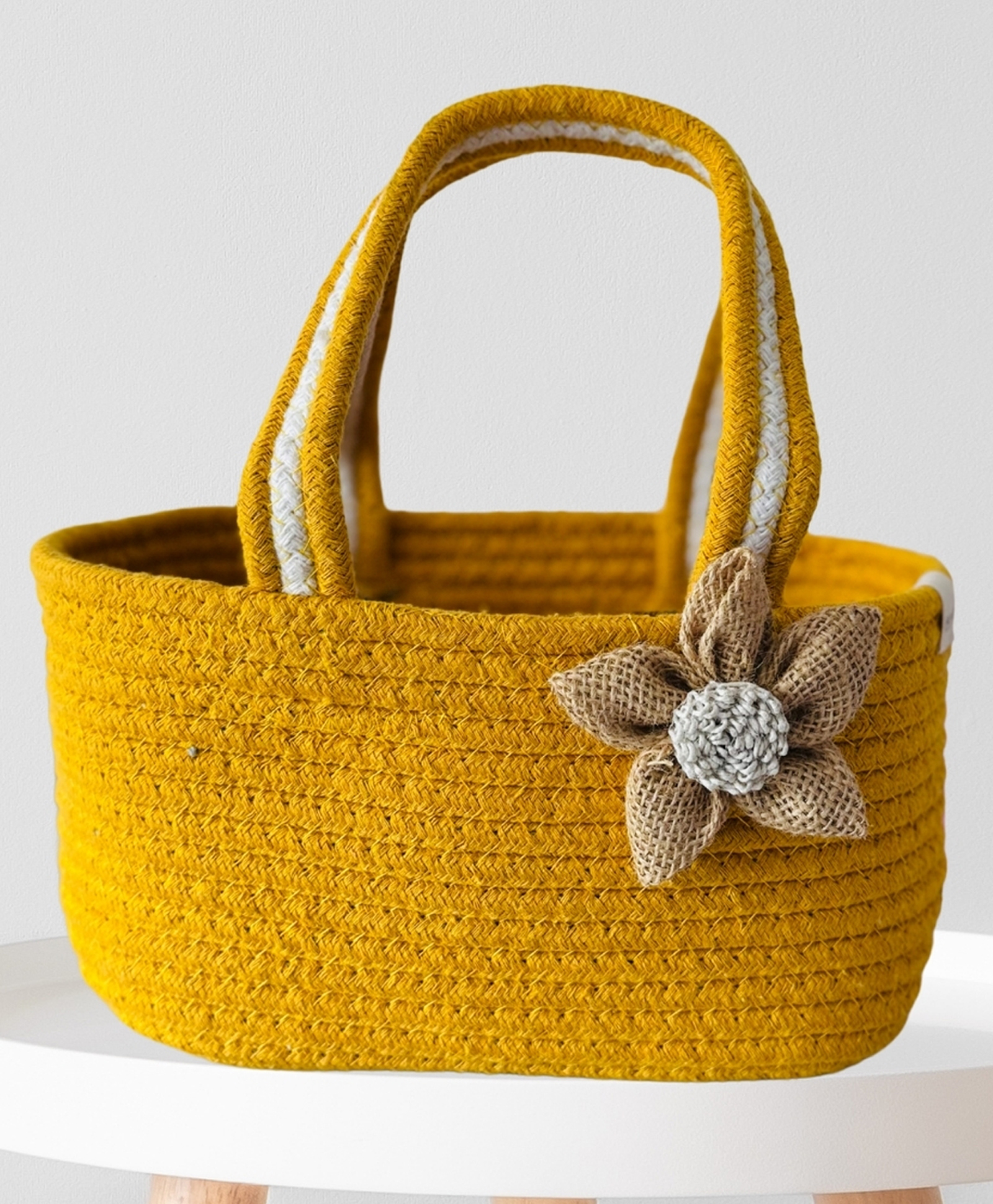 jasmey homes JASMEy HOMESYellow Room Hamper Basket for Gifting with Jute Bow | Baby Shower Return Favor-picture-16