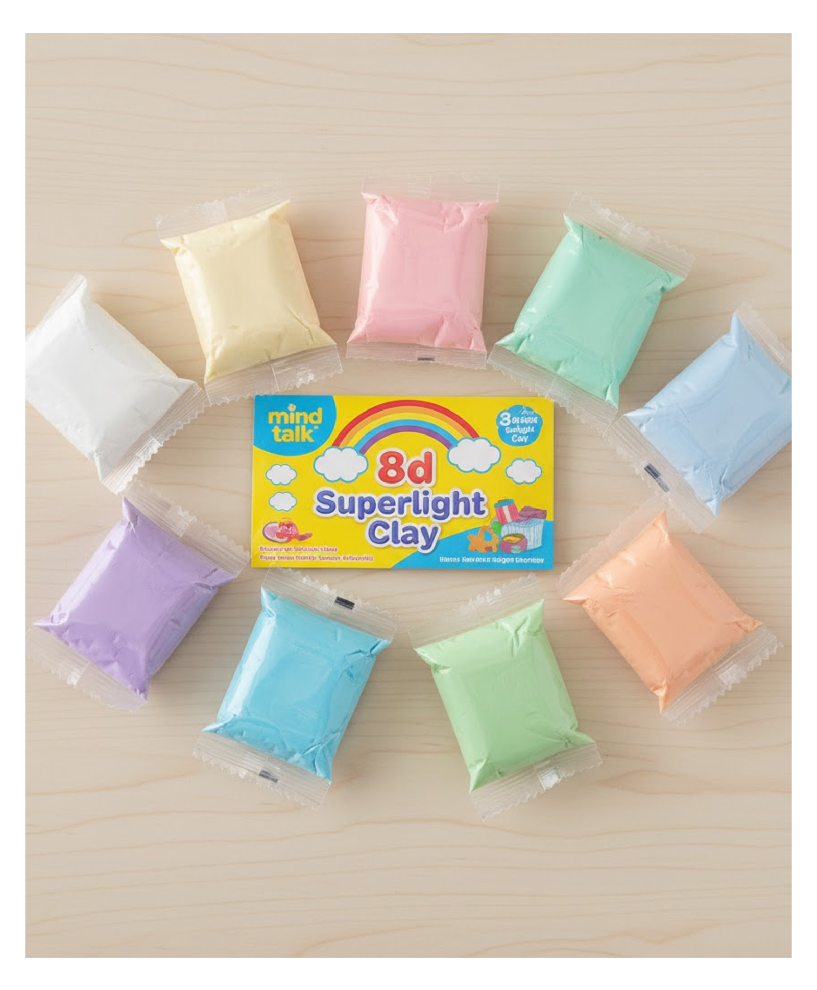 Paper Moon Eco-Friendly Air Dry Clay Ultra Light Modeling Magic 8D Super Clay 12 Colors, 1pack - Multicolor-picture-13