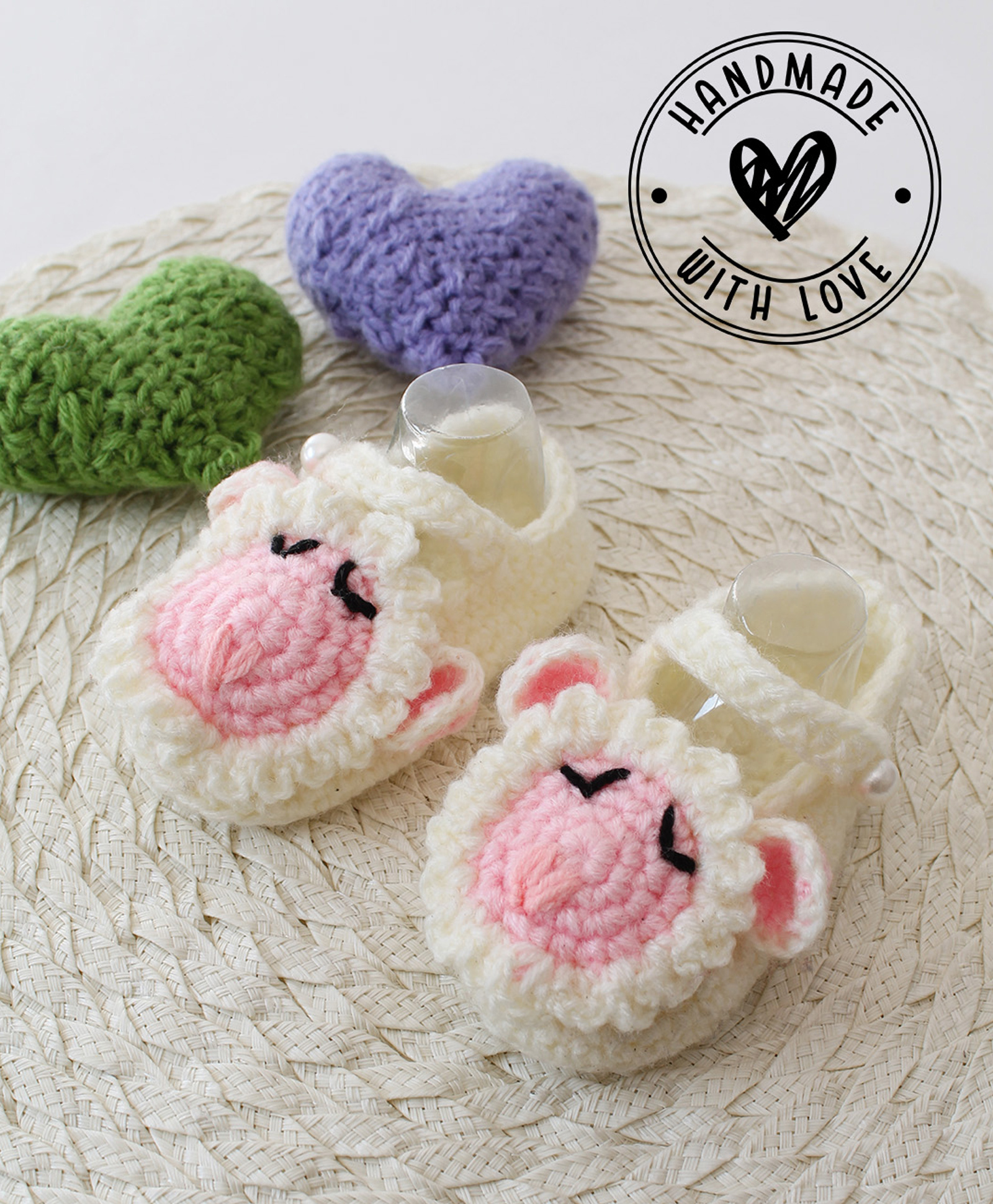 Woonie Woven Sheep Designed Handmade Booties - Cream-picture-18
