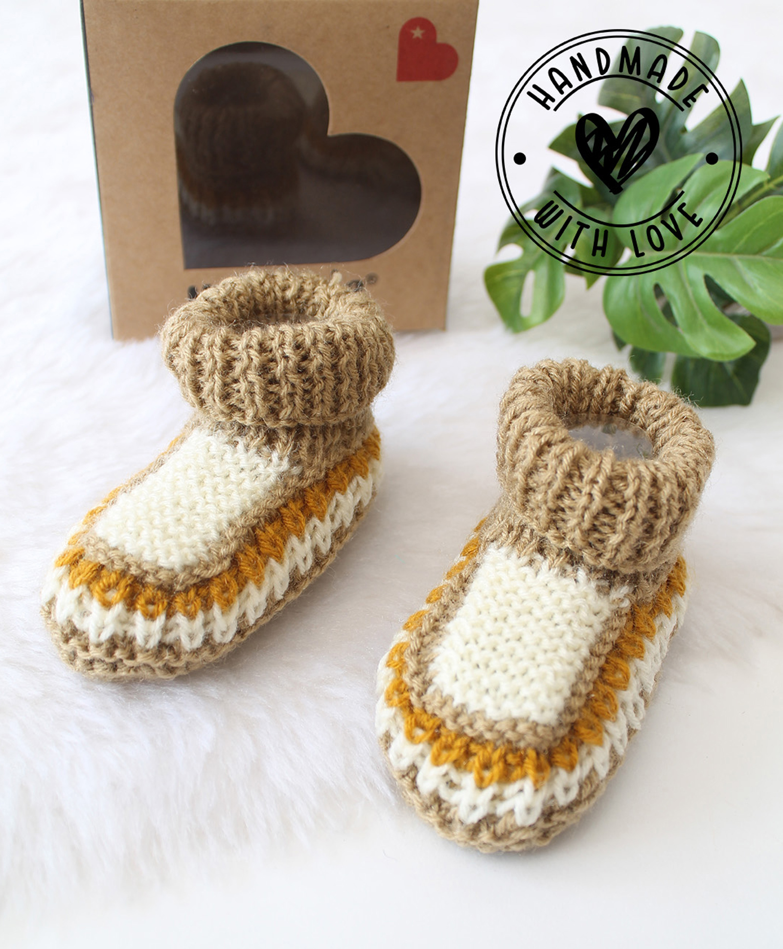 Woonie Handknit Textured Booties - Multi Colour-picture-21