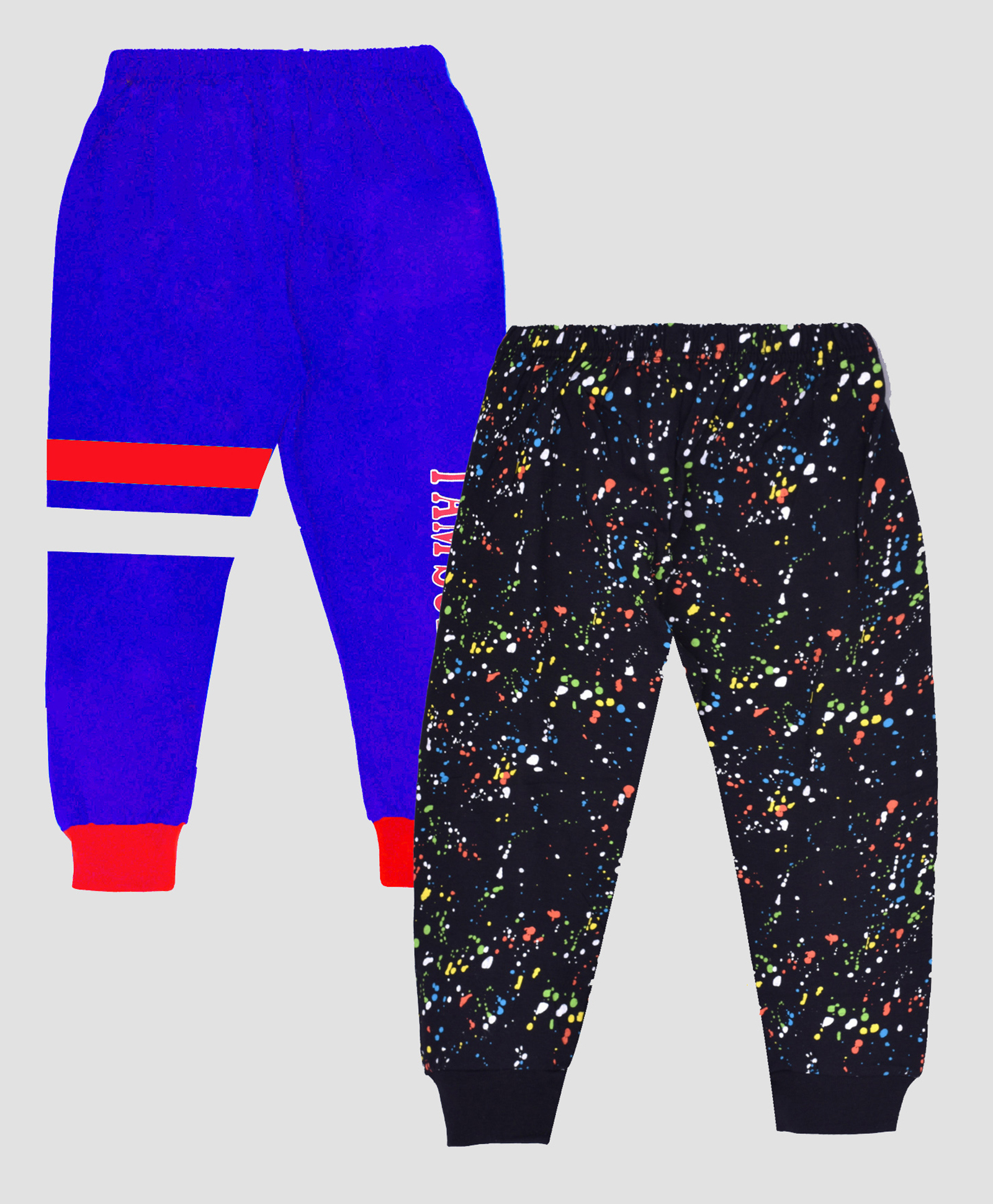 hrit Kiwi Pack Of 2 Cotton Knit Multi Colour Dots Lounge Pant - Blue & Black-picture-17