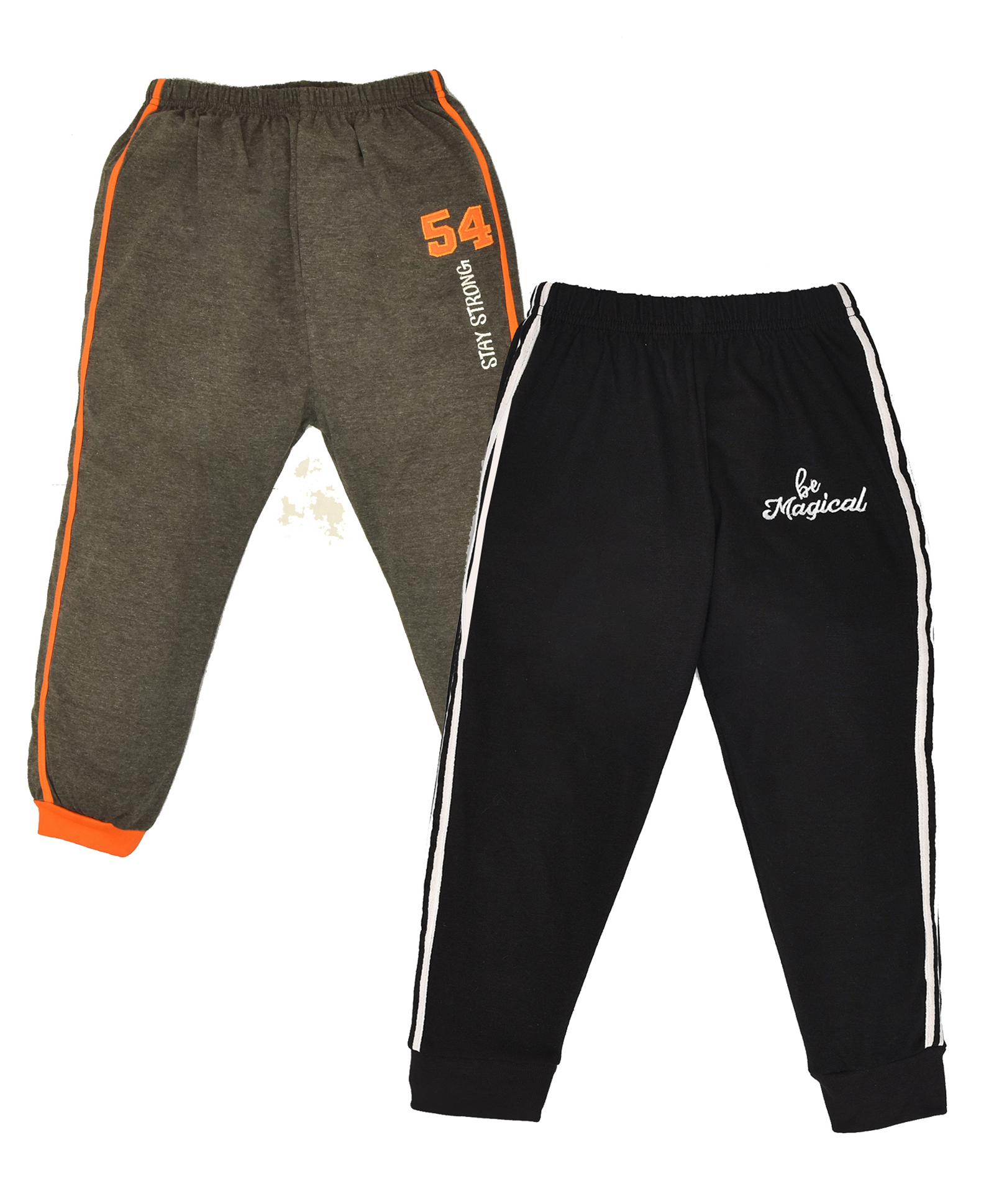 Hrit Pack Of 2 Cotton Knit Be Magical Text Printed Lounge Pants - Black & Grey-picture-15