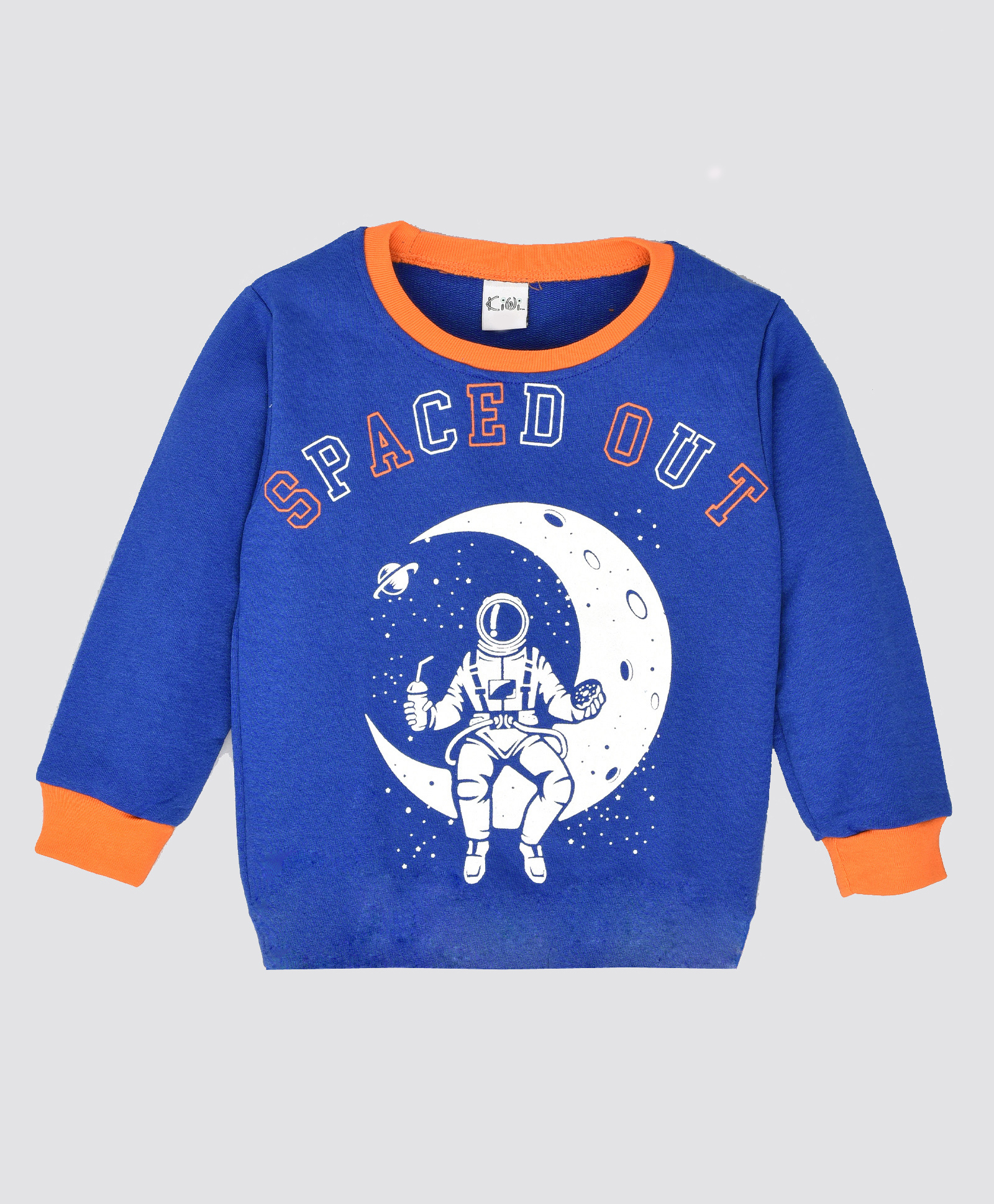 hrit Kiwi Cotton Knit Full Sleeves Spaced Out Astronaut Printed Light Winter Sweatshirt - Blue-picture-20