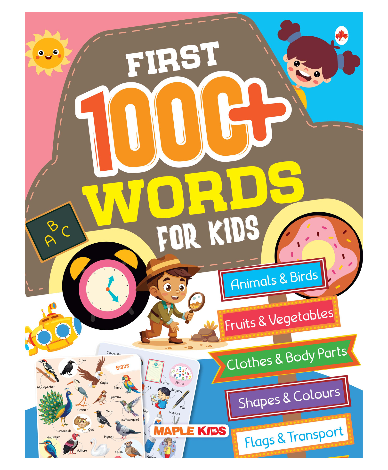 maple press First 1000 Words Picture Book Family ,Body Parts ,Things to Wear ,School ,Hospital, Flowers , Food Vegetables Early Learning Vocabulary - English-picture-23
