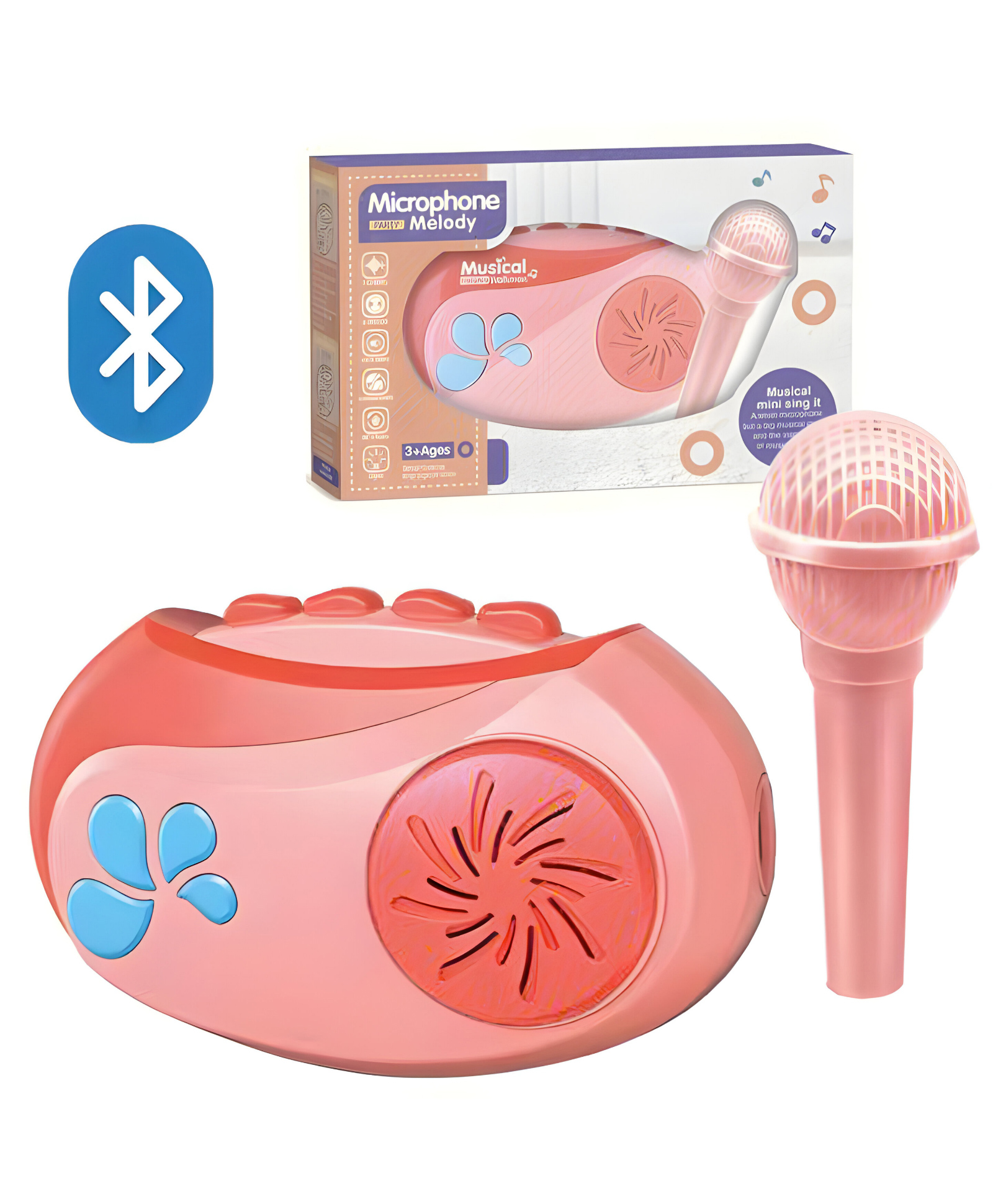 NEGOCIO Indoor Outdoor Home Karaoke Machine With Microphone Kids Toy Musical Instrument-for Singing & Entertainment- Pack of 1 - Pink-image-44