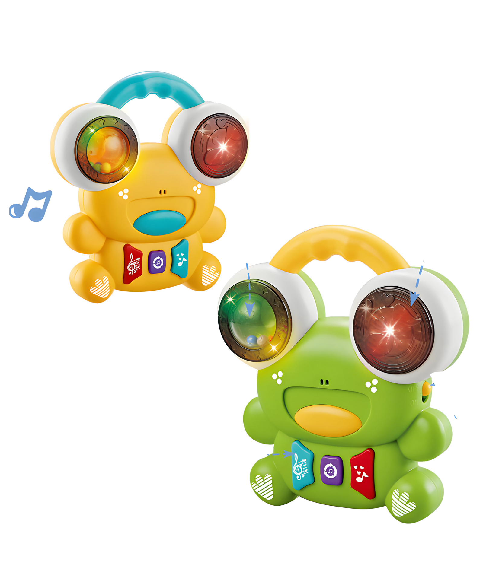 NEGOCIO Baby Lighting Musical Drum Lovely Frog Plastic Music Toy with Rolling Balls-PACK OF 1 - GREEN-image-13