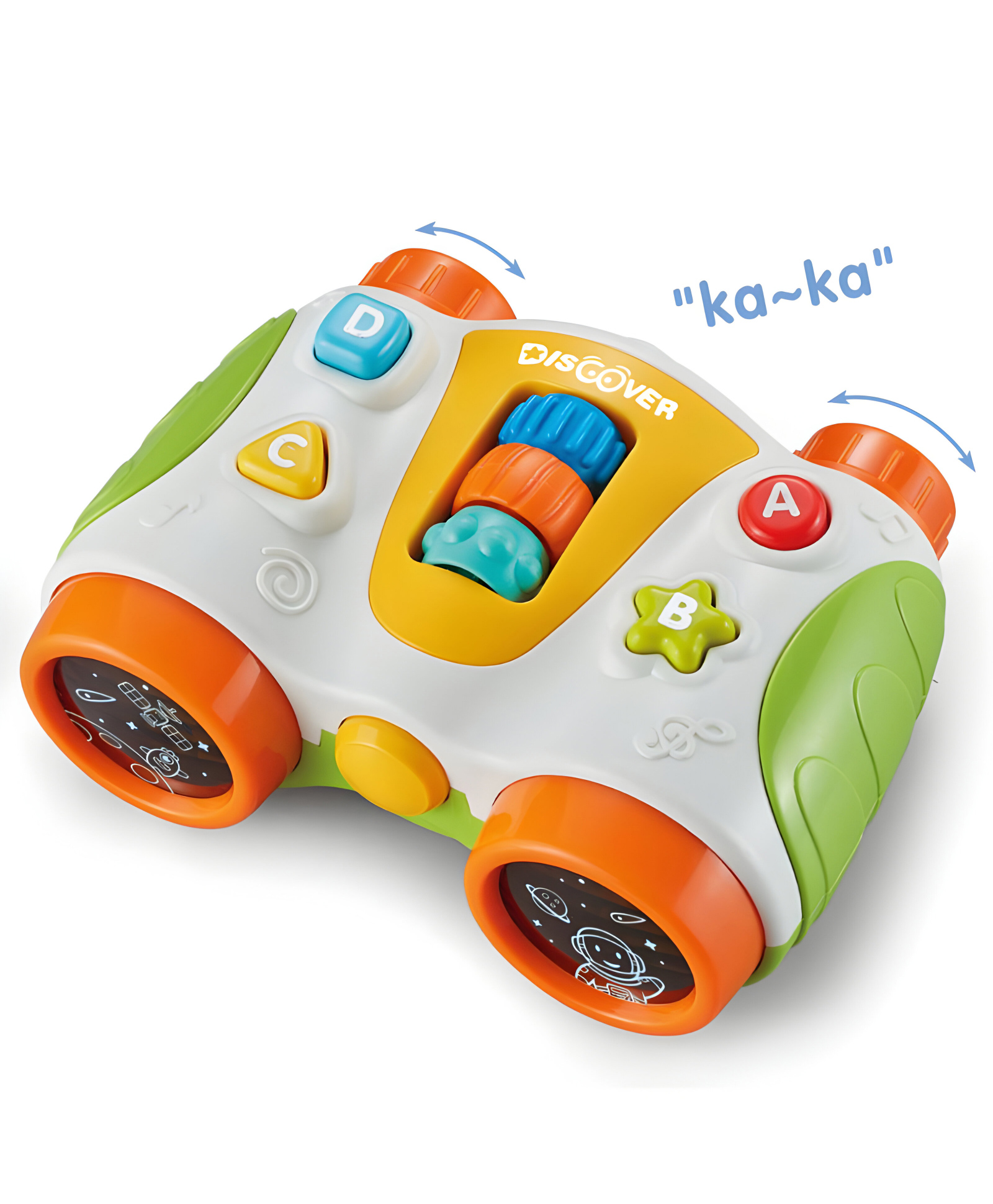 NEGOCIO Montessori Baby Grasping Learning Musical Telescope Toy Children Prismatic Binoculars with Lighting and Sounds-YELLOW