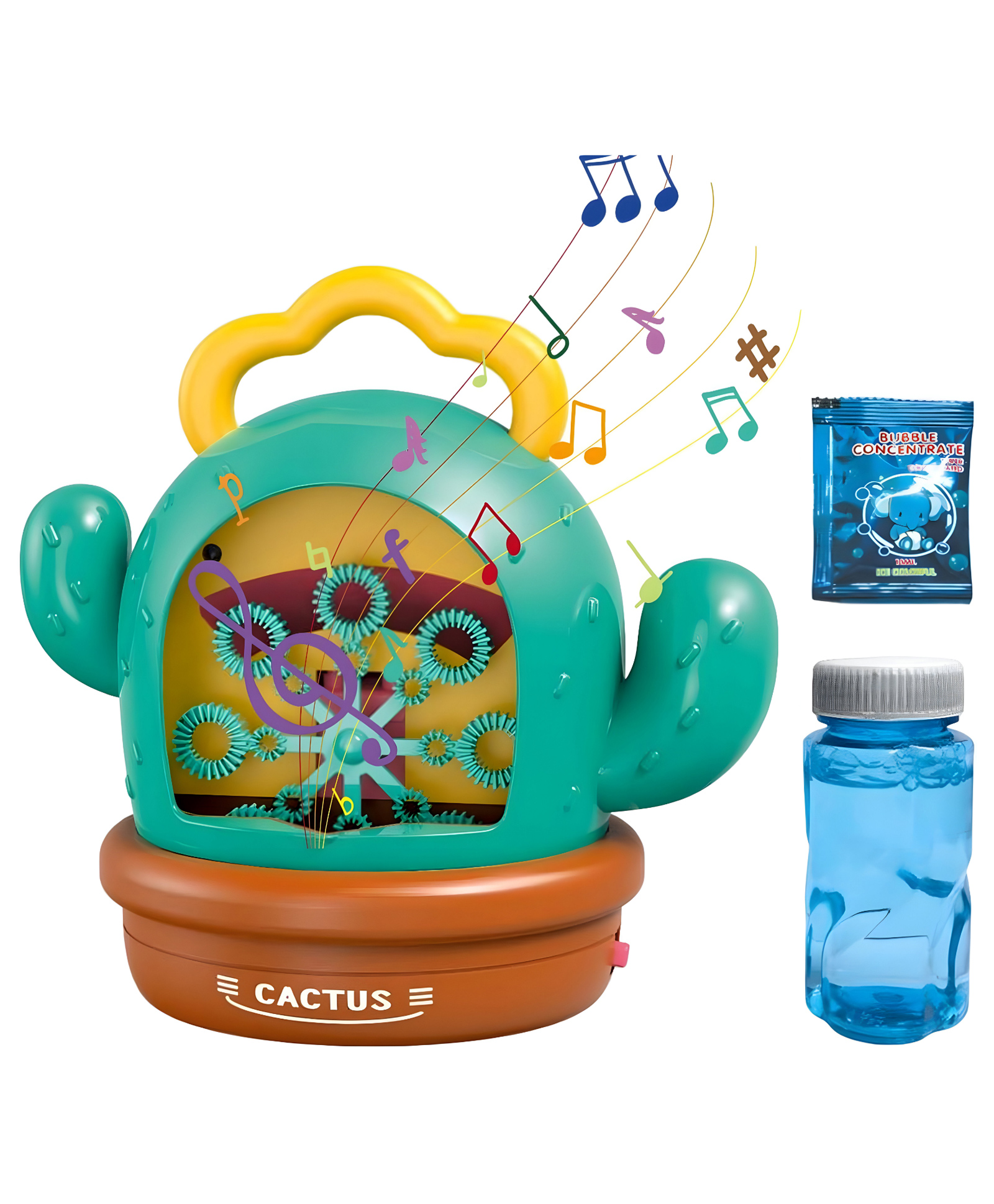 NEGOCIO Bubble Machine Portable Cactus Shaped Automatic Bubble Blower,bubble Maker for Kids With Sound Lights, Bubbles Toy-pack of 1 - Turquoise-picture-10
