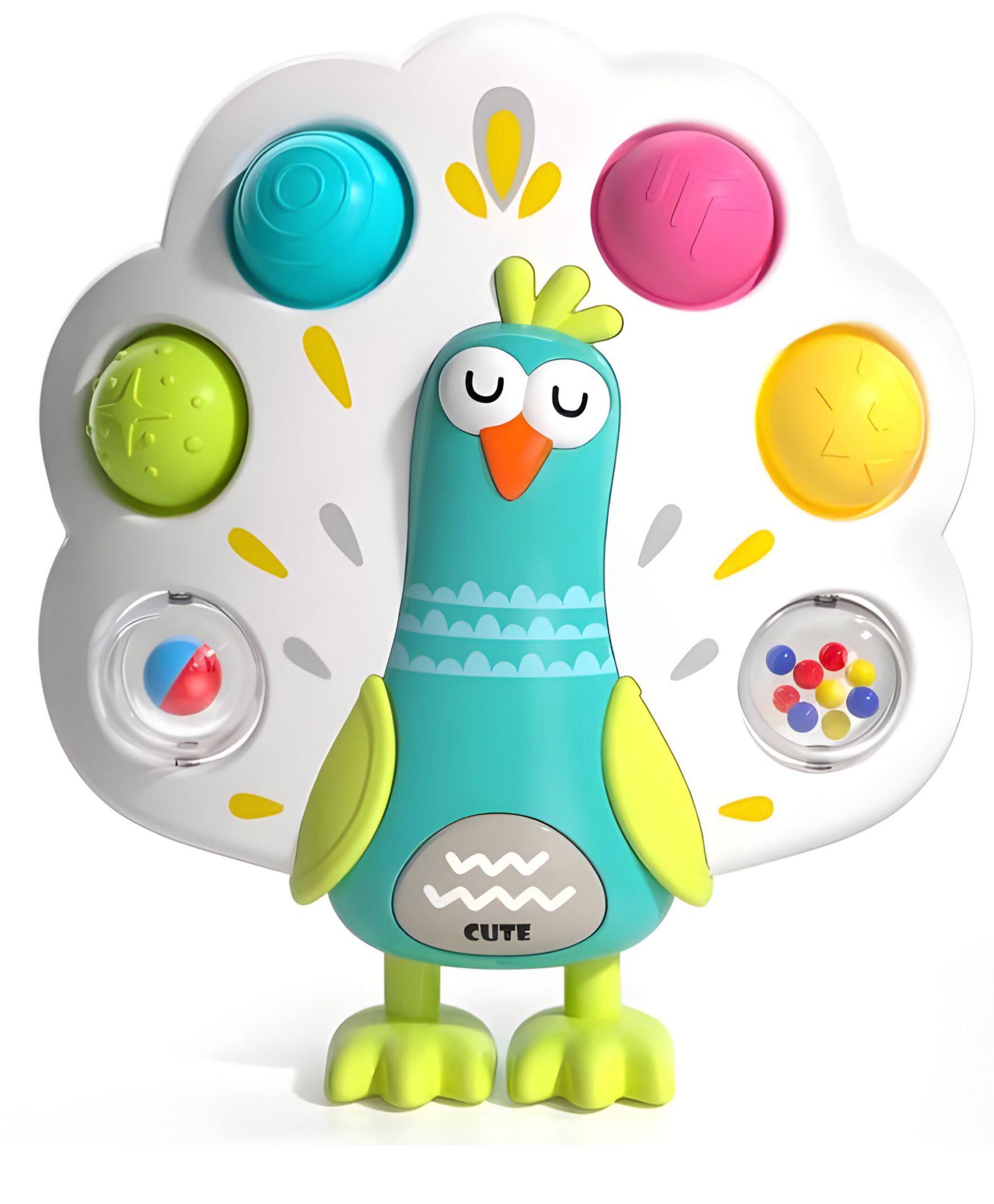 NEGOCIO Press Button Game Toddler Busy Cube Early Educational Decompression Mother and Baby Sounds Soft Toys for Finger Training- PACK OF 1 - WHITE-picture-11