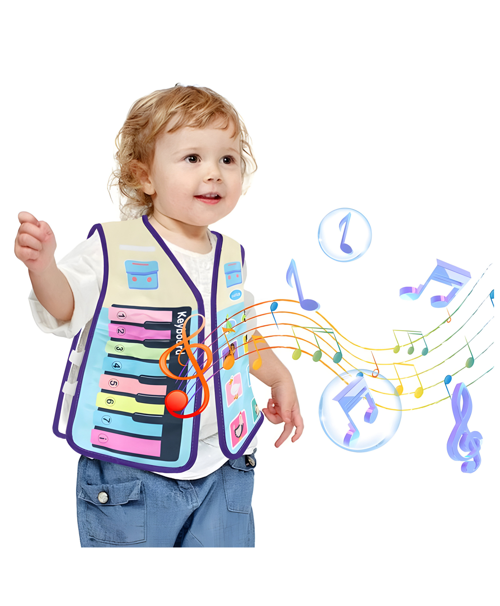 NEGOCIO Multifunctional Musical Vest, Interactive Vest with Piano Keyboard and 8 Animal Sound Patches, Early Education for Toddler and Kids, Promotes Learning & Coordination- PACK OF 1-image-19