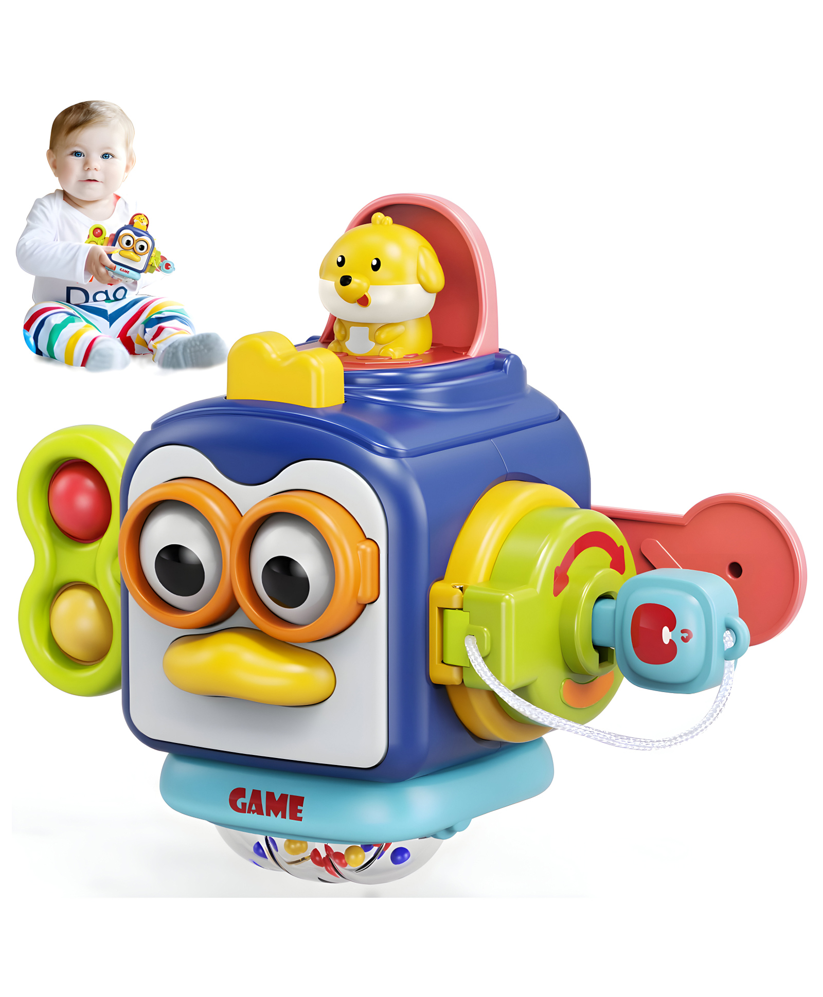 NEGOCIO 6 in 1 Educational Sensory Toy for Babies & Toddlers- Travel Fidget Activity Toy Cube- Pack of 1-picture-25