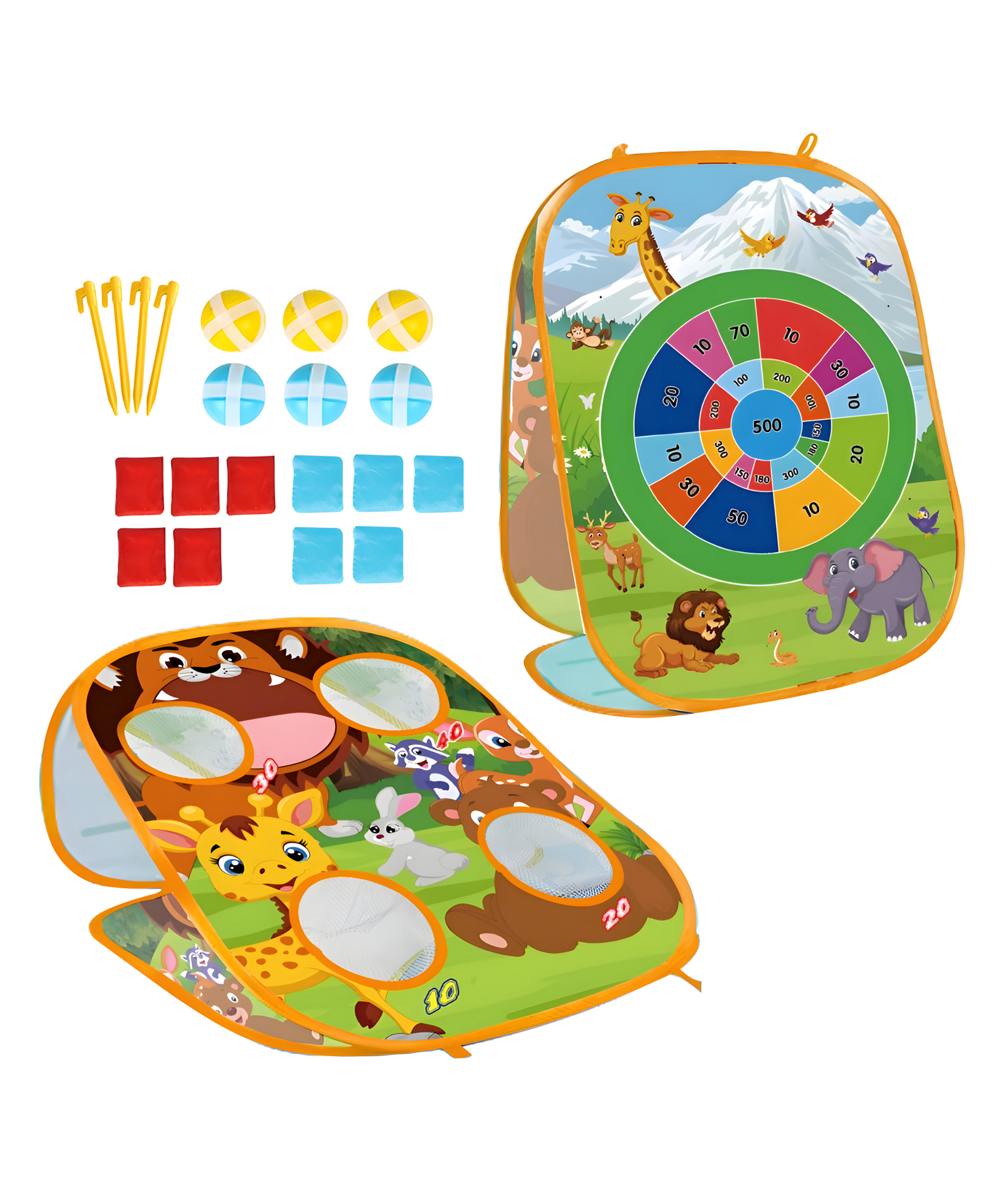NEGOCIO 3 in 1 Kids Sticky Ball Toss Cornhole Game Set Tic Tac Toe Bean Bag Toss Game Toys Indoor Outdoor Toy- Pack of 1-picture-20