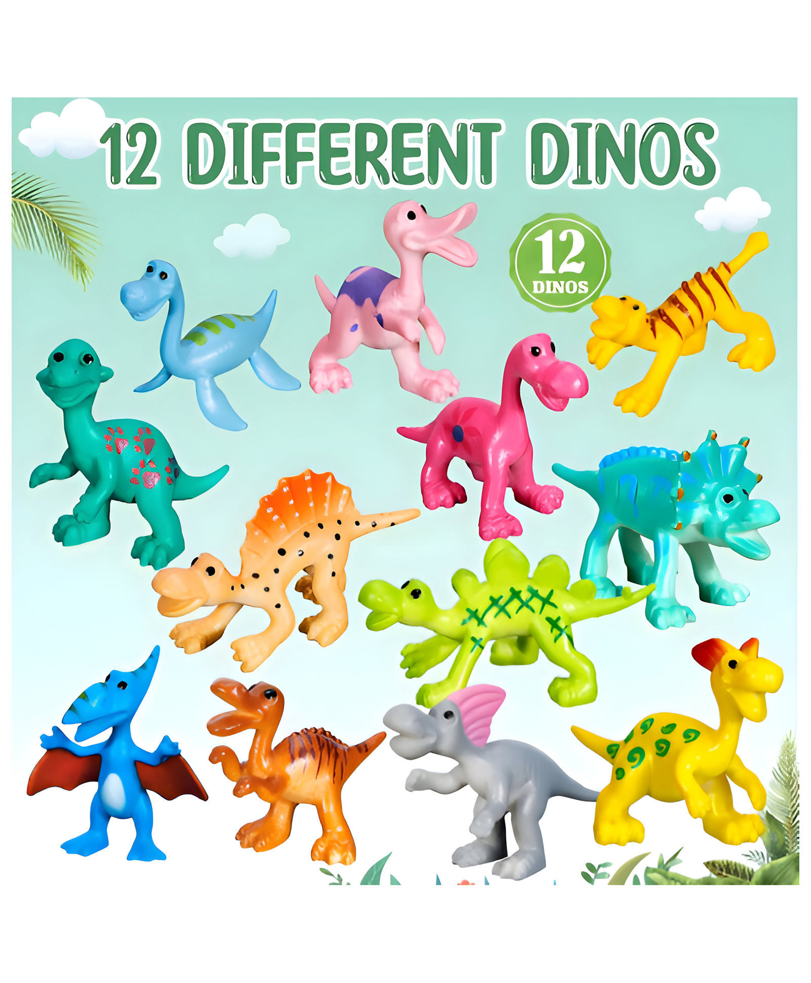 NEGOCIO 12Pcs Artificial Dinosaur Model Figure Toy for Kids- Pack of 1