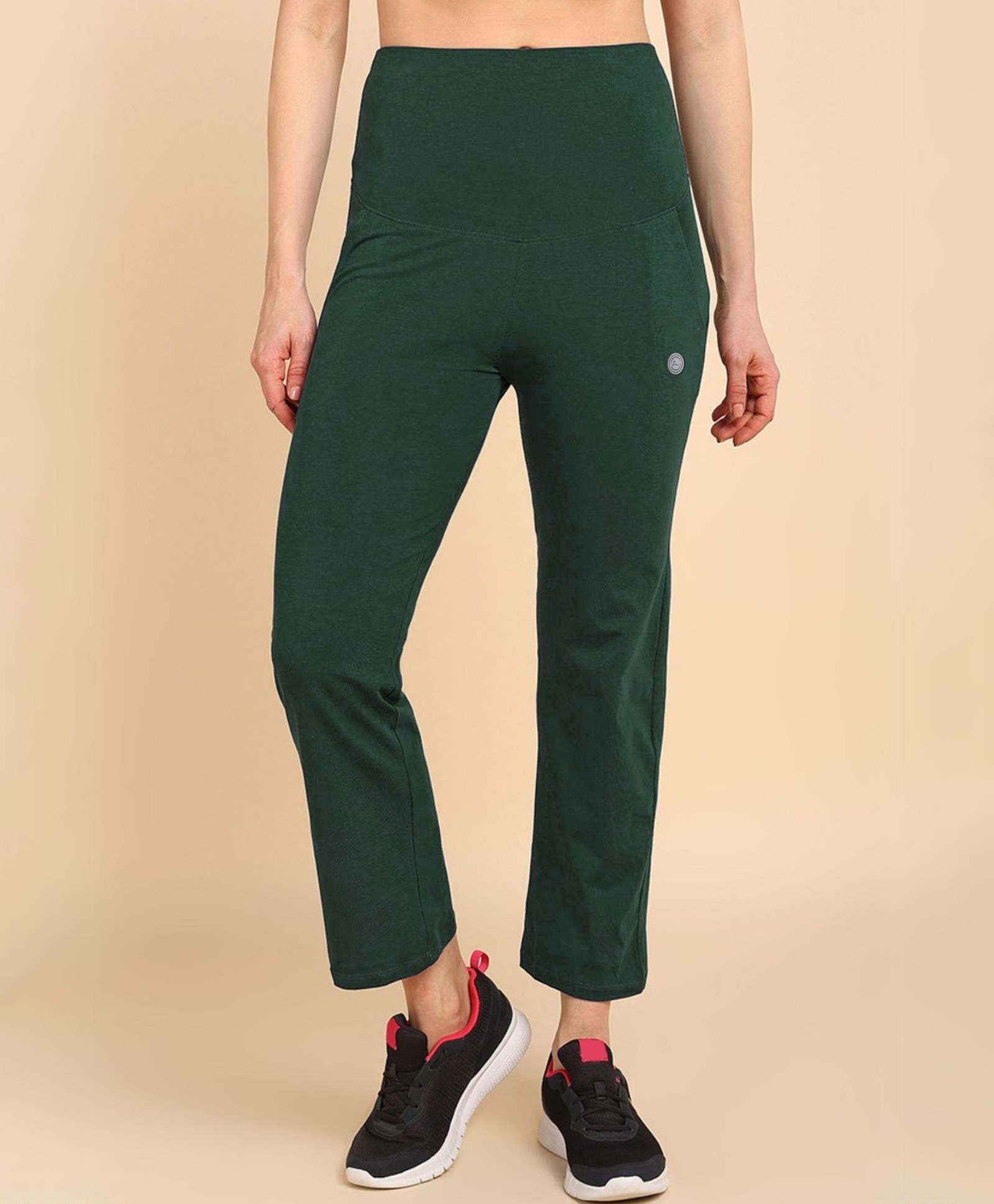 Zelena 95% Cotton 5% Elastane Solid Pre & Post Pregnancy Maternity Pant - Bottle Green-picture-28