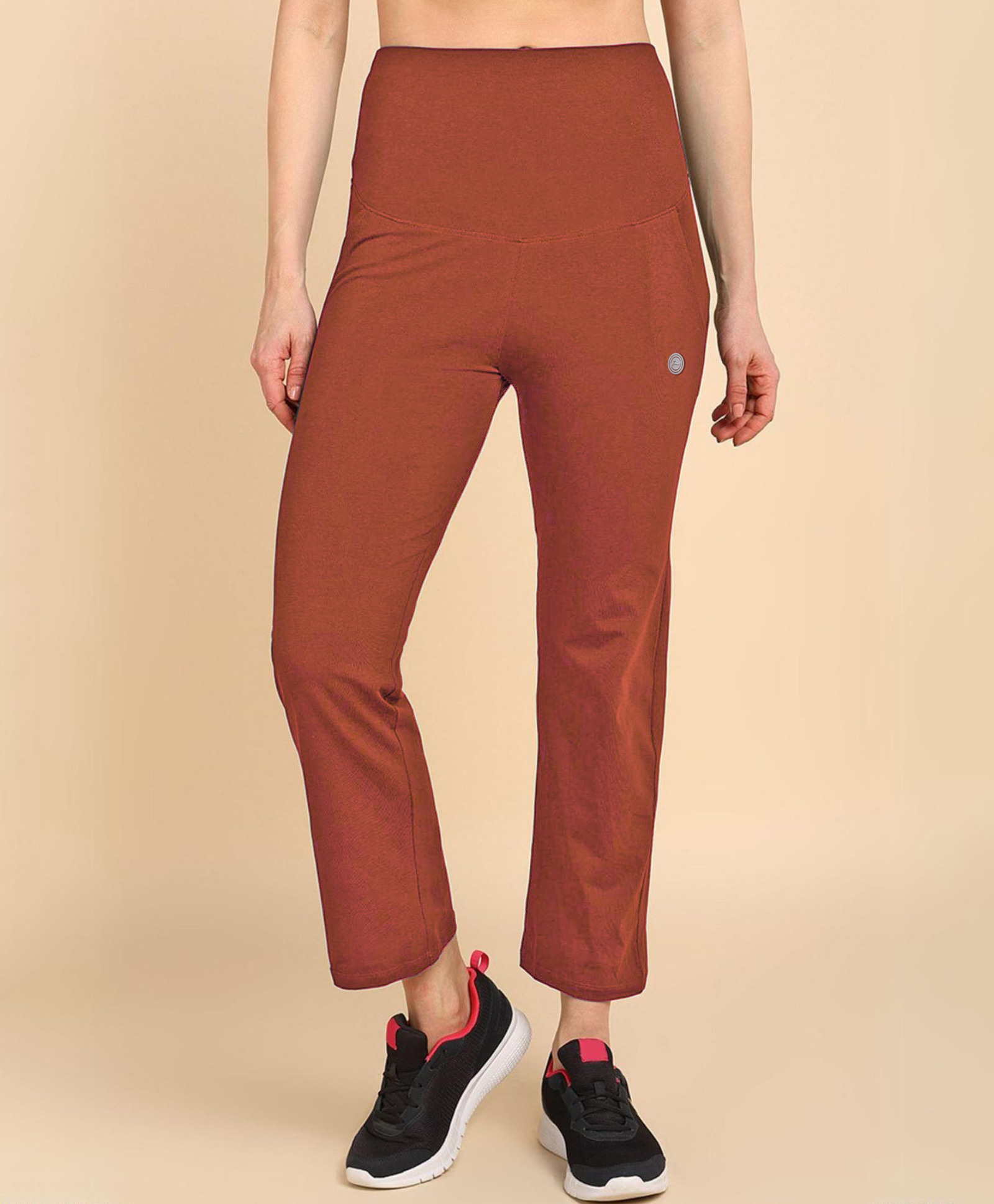 Zelena 95% Cotton 5% Elastane Solid Pre & Post Pregnancy Maternity Pant - Rust-picture-16