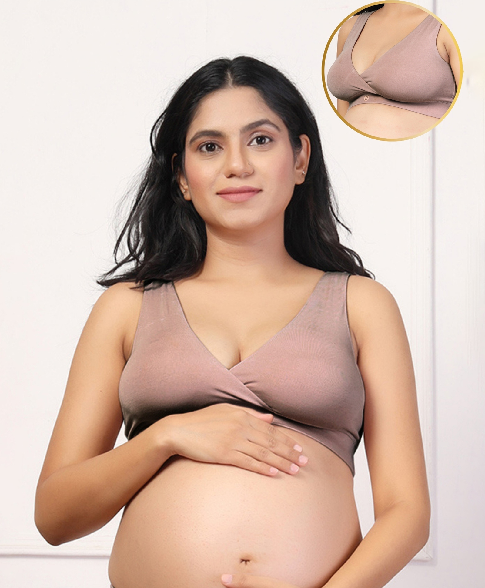 Zelena Modal Padded Solid Maternity Bra With Front Open Nursing Access - Woodrose-picture-10