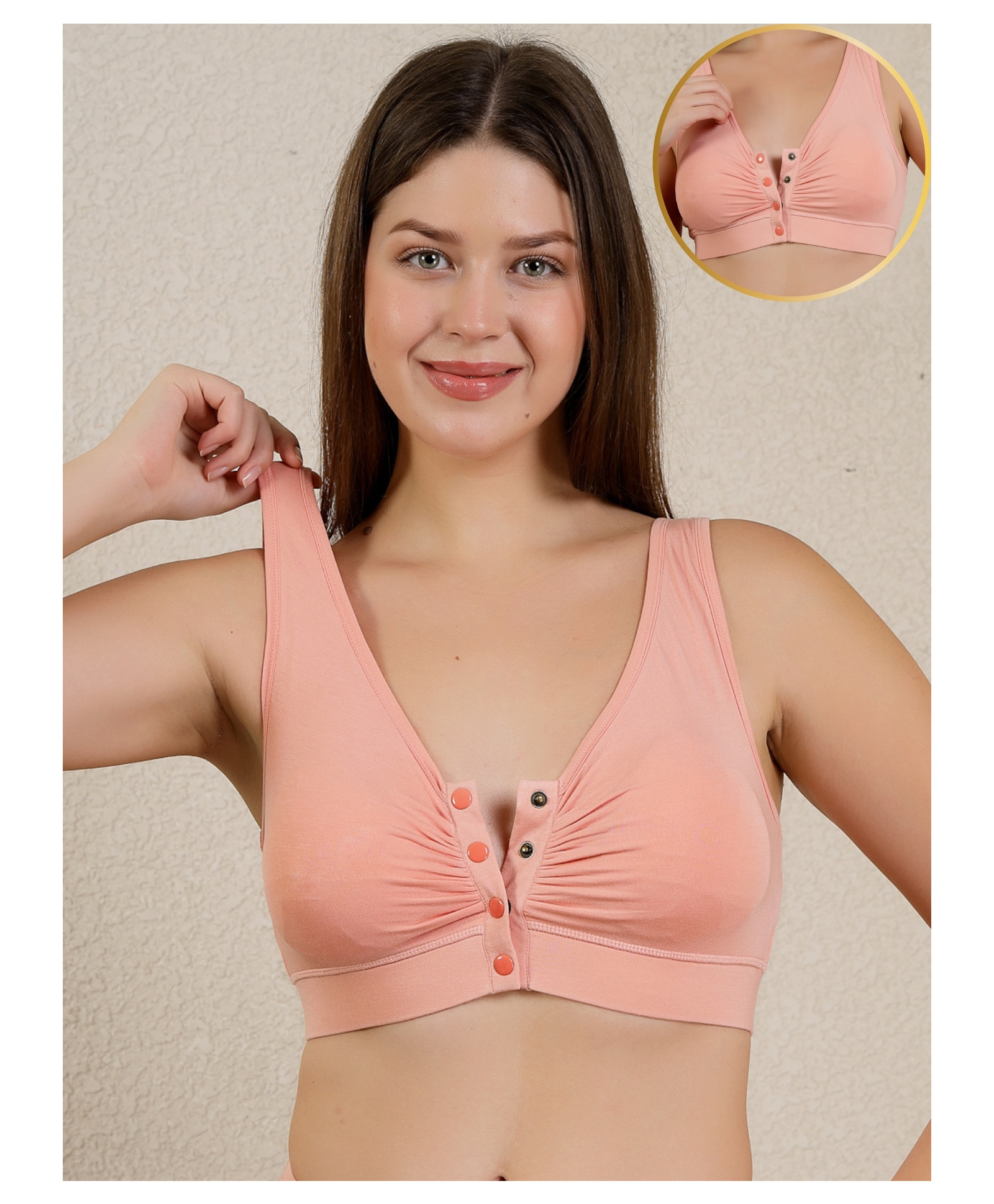 Zelena Modal Ruched Solid Maternity Bra With Front Open Nursing Access - Paper Peach-picture-39