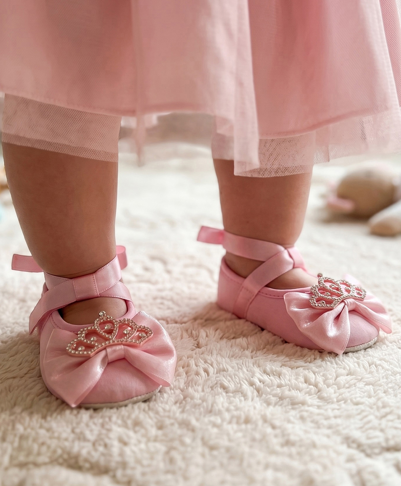 Daizy Stones Embellished Tiara Designed Booties - Pink-image-44