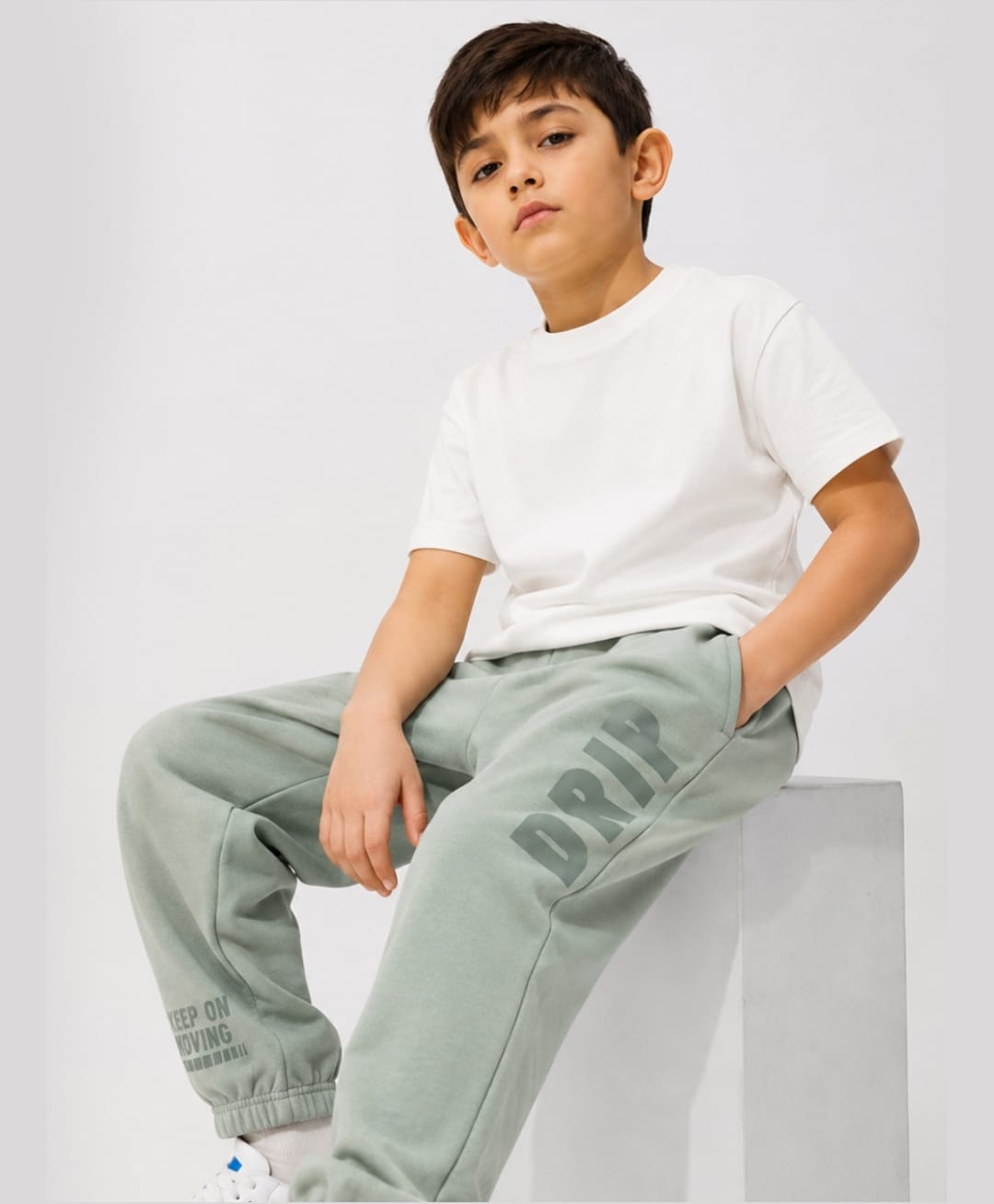 Nap Chief Pure Cotton Knit Drip Text Printed Track Pants - Iceberg Green-picture-33