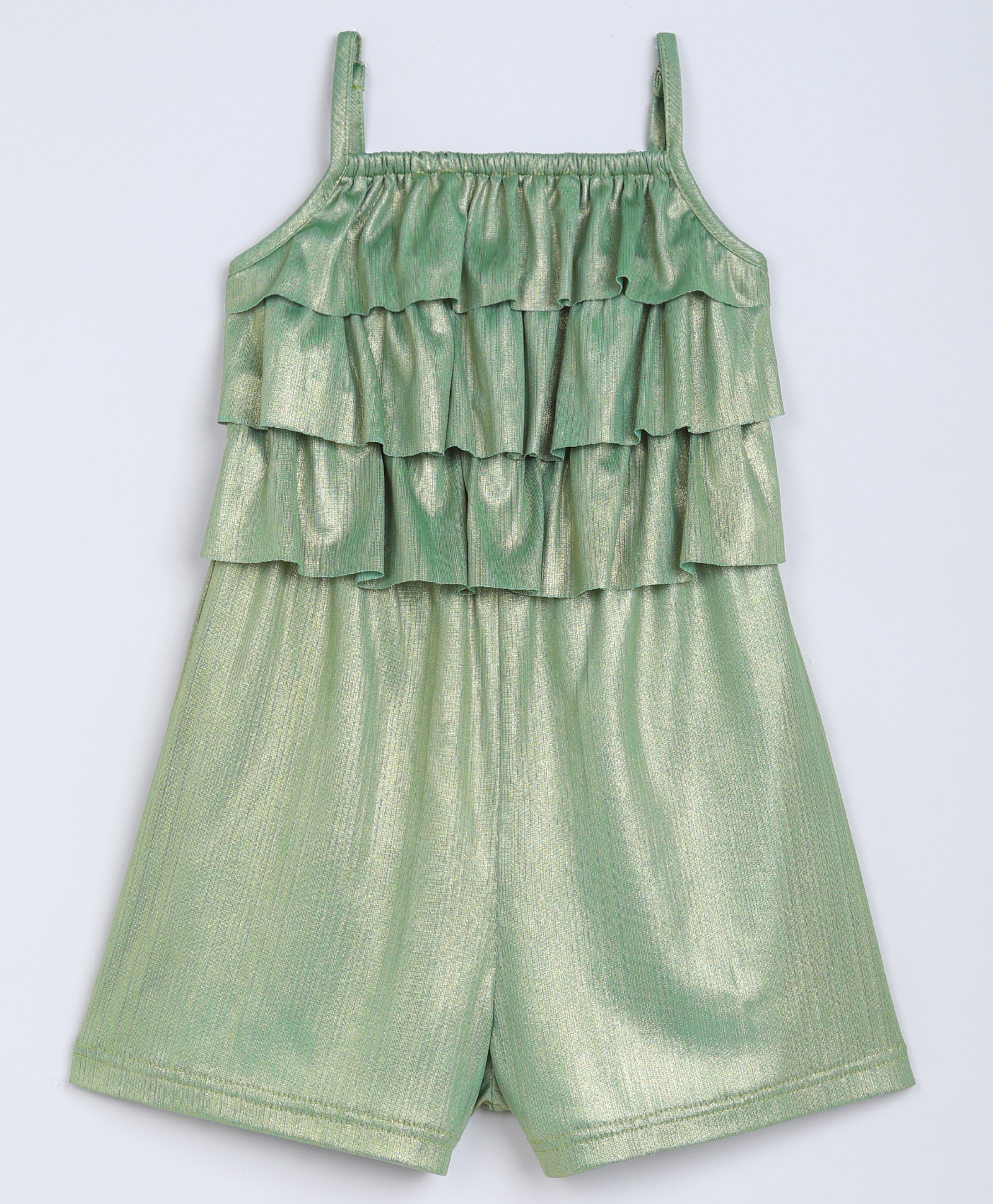 Taffykids Knit Sleeveless Holographic Layered Jumpsuit - Green-picture-7