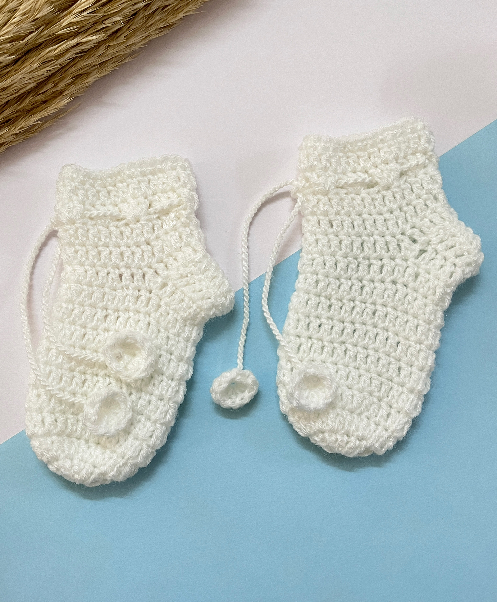 Little Peas Crochet Designed Handmade Socks - White-image-6