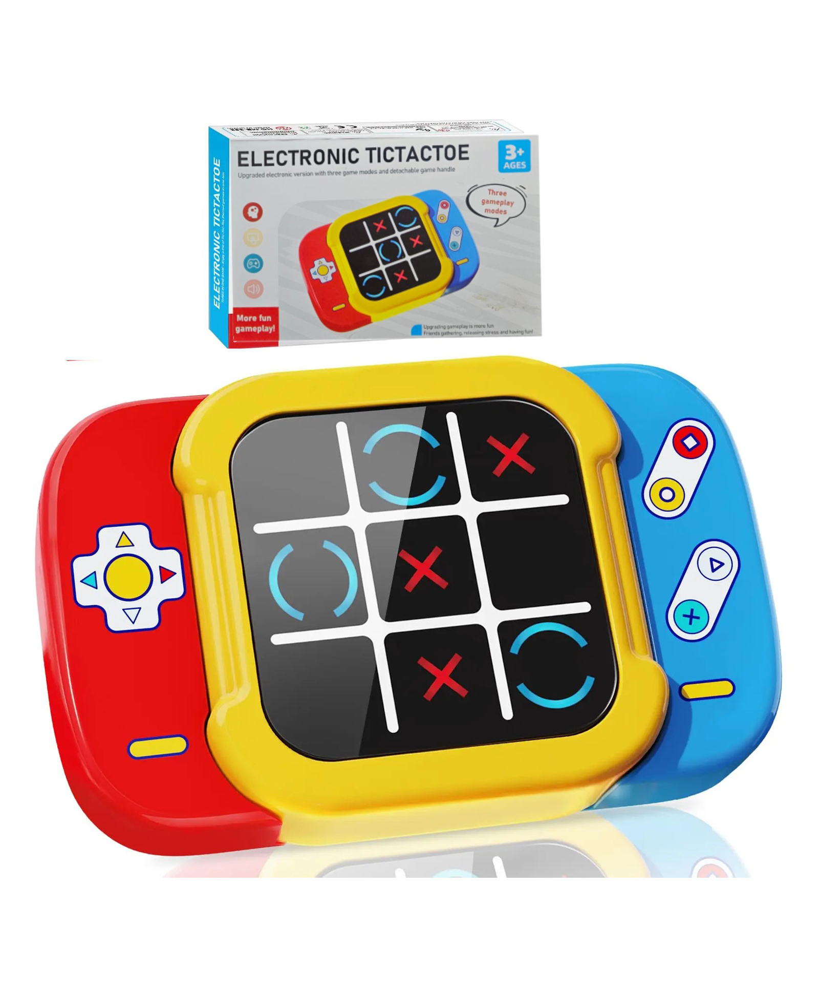 ADKD Electronic Tic Tac Toe 3-in-1 Game Toy with Lights & Sounds Brain Puzzle for Kids 3+ Years - Multicolor